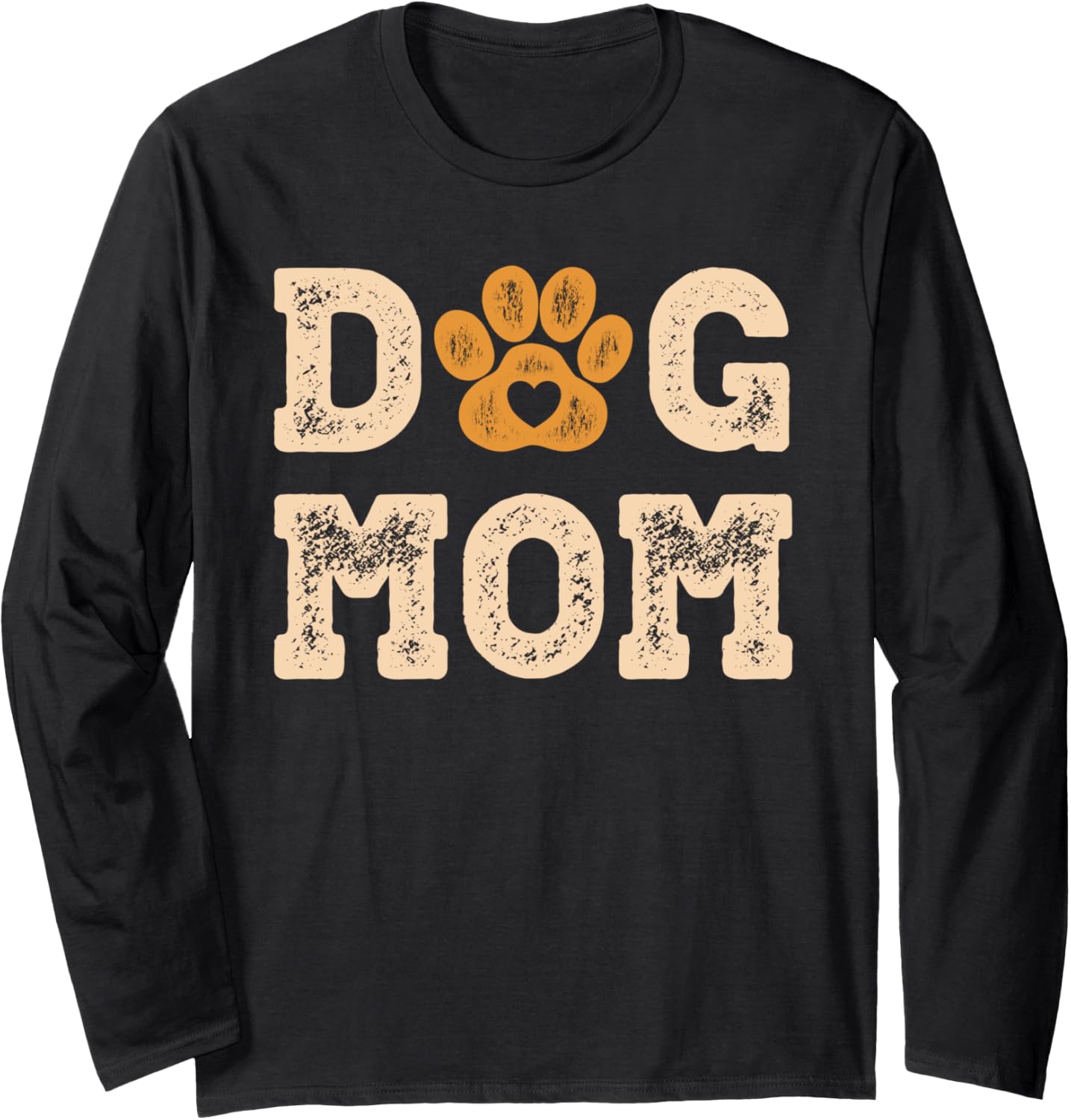 Dog Mom Gifts for Women Graphic Retro Tee Puppy Paw Print Long Sleeve T-Shirt