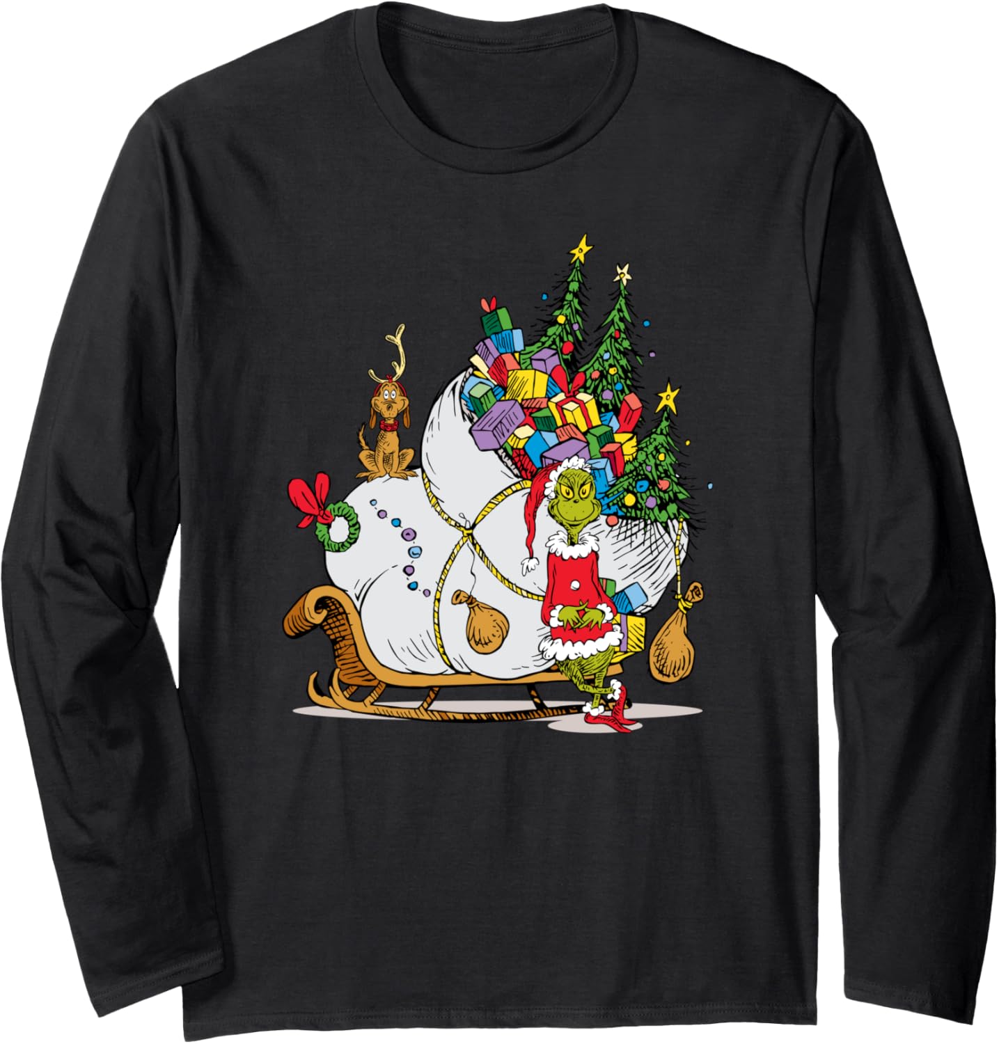 Dr. Seuss Grinch Sleigh Long Sleeve T-Shirt