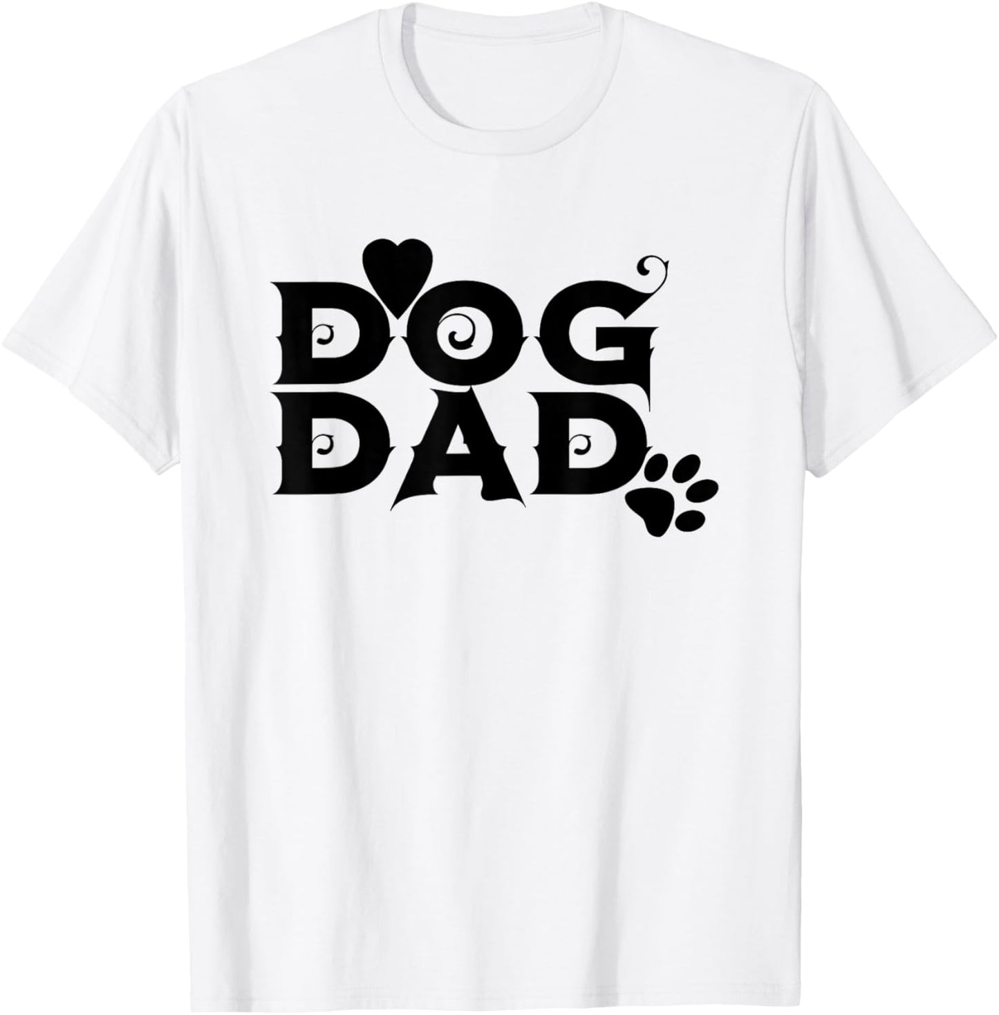 Dog dad Groovy Logo Heart Puppy paw Father's Day Daddy luv T-Shirt