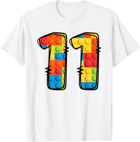 11 Year Old Blocks Building Master Builder 11th Birthday T-Shirt
