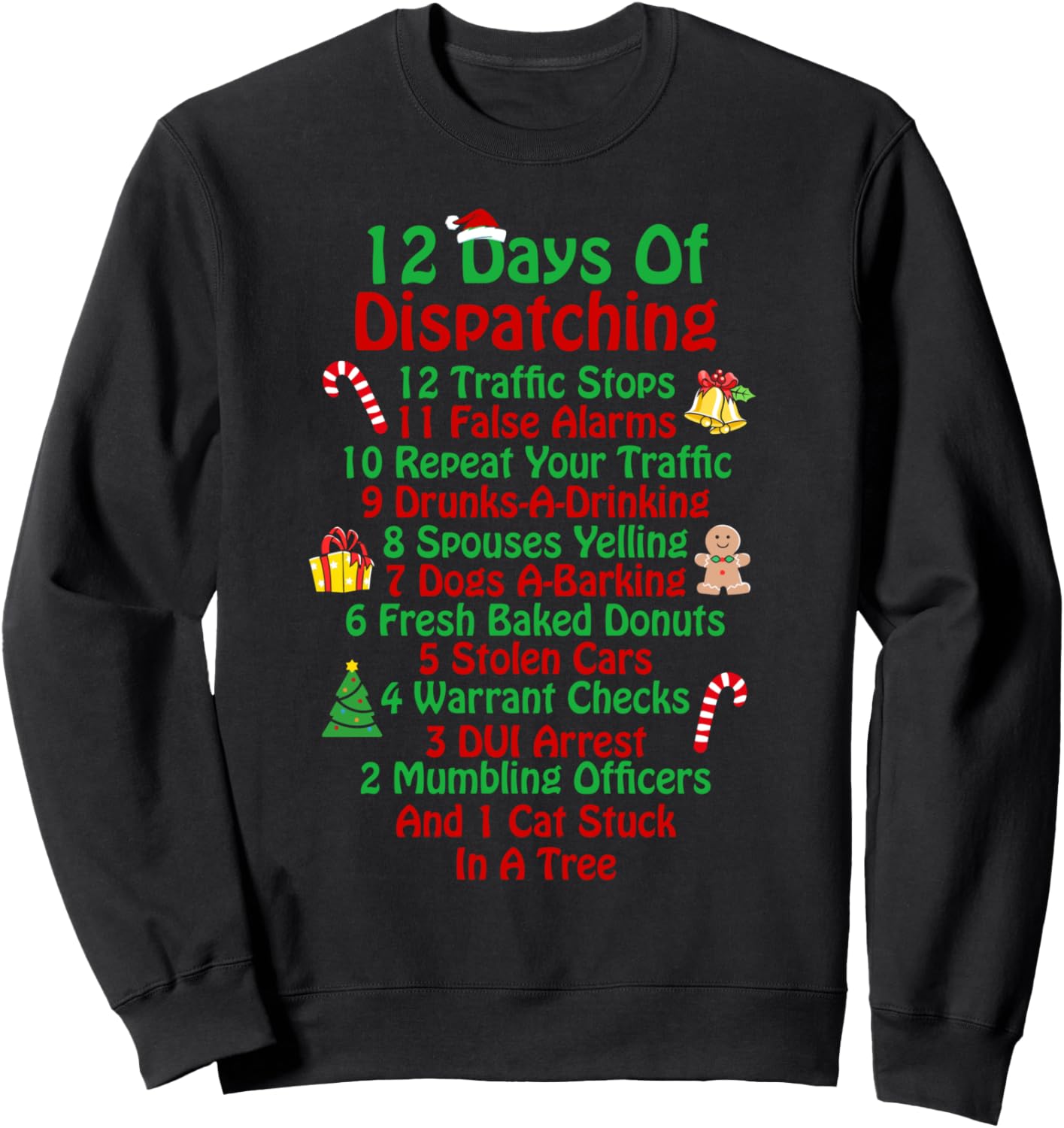 12 Days Of Dispatching Funny 911 Dispatcher Christmas Sweatshirt