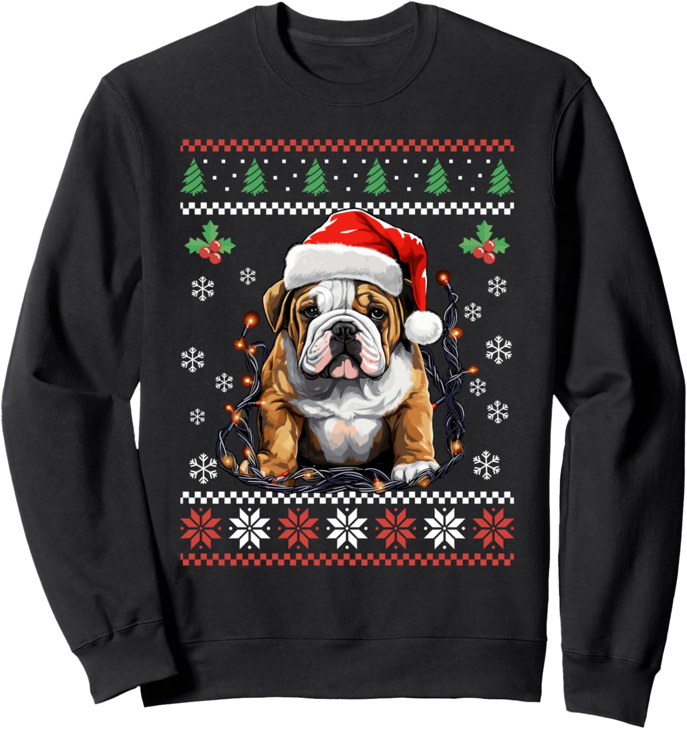 English Bulldog Ugly Christmas Sweater Xmas For Adults Kids Sweatshirt