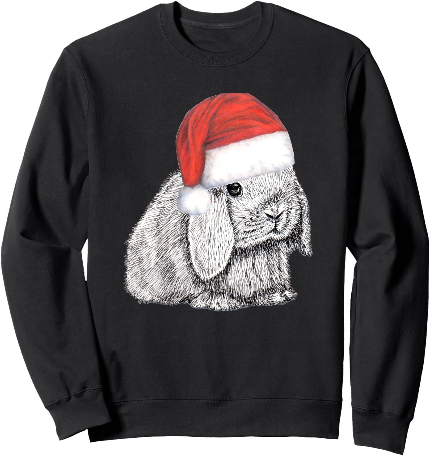 Dwarf Lop Eared Bunny Rabbit In Santa Claus Christmas Hat Sweatshirt