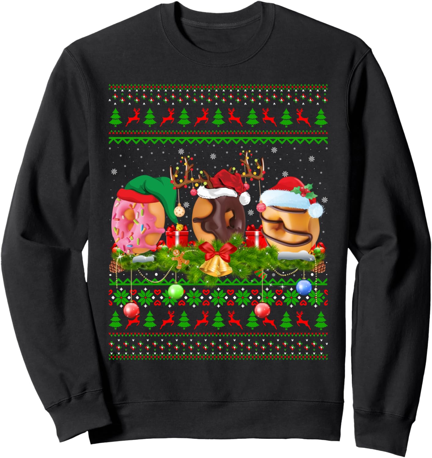 Donuts Food Lover Xmas Santa Ugly Donuts Christmas Sweatshirt