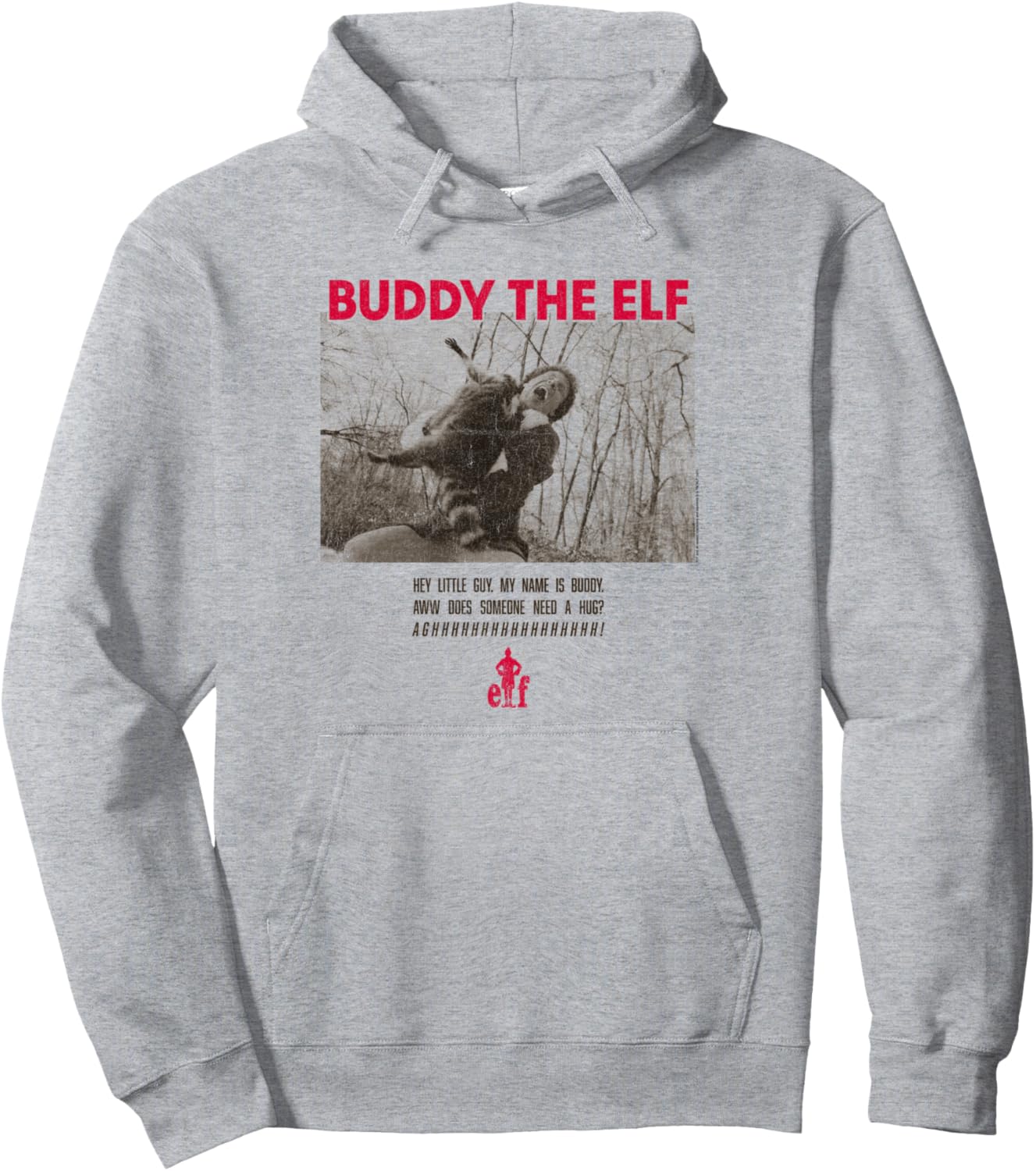 Elf Raccoon Hug Funny Christmas Pullover Hoodie