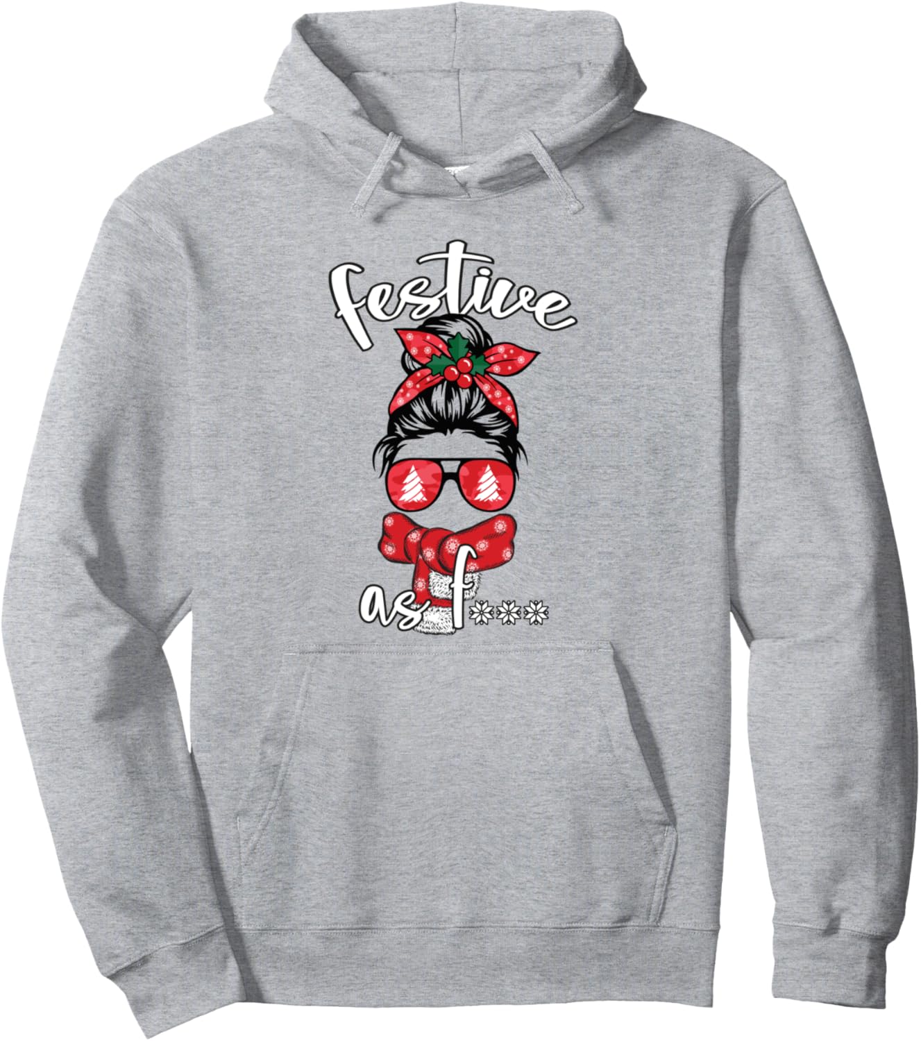 Festive AF Sassy Christmas Sunglasses Bandana Pullover Hoodie