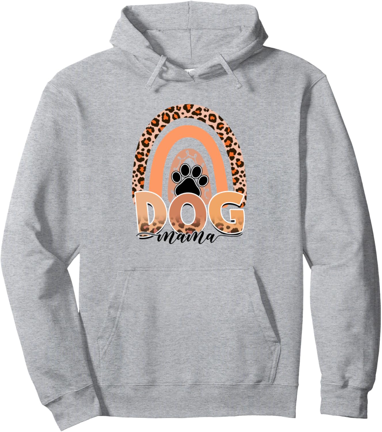 Dog Mom Rainbow Leopard Paw Print Mothers Day Retro Fur Mama Pullover Hoodie
