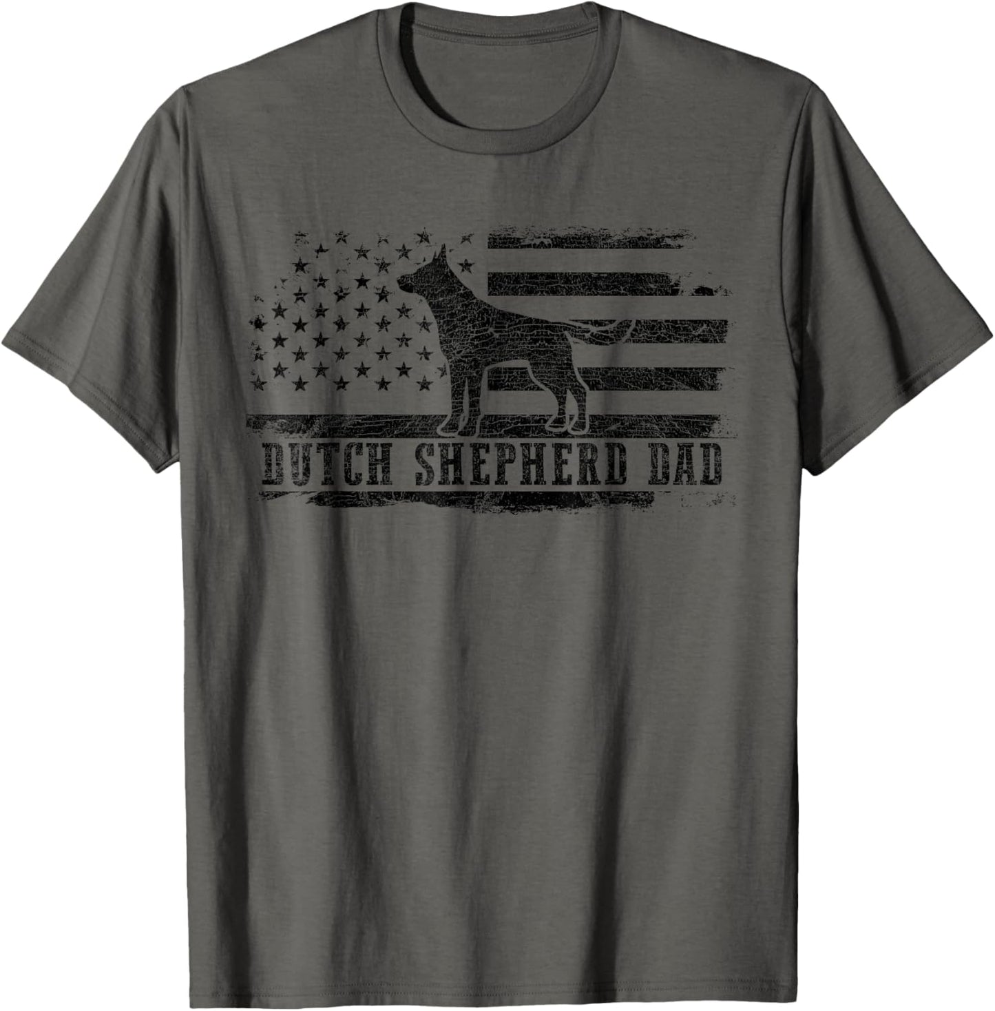 Dutch Shepherd Dad Distressed American Flag Patriotic Dog T-Shirt