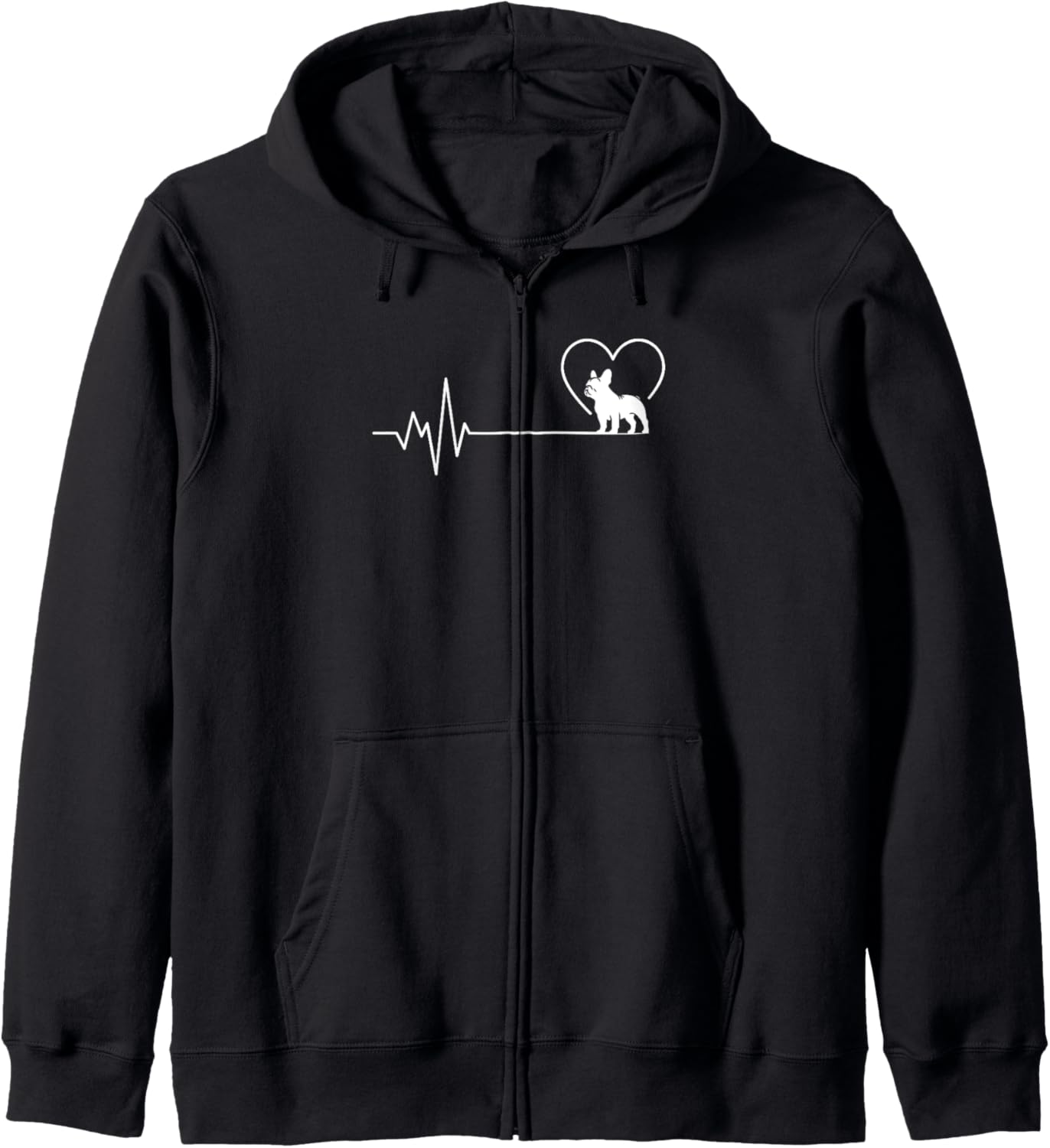 French Bulldog Heartbeat Frenchie Mom Dad Dog Lovers Zip Hoodie