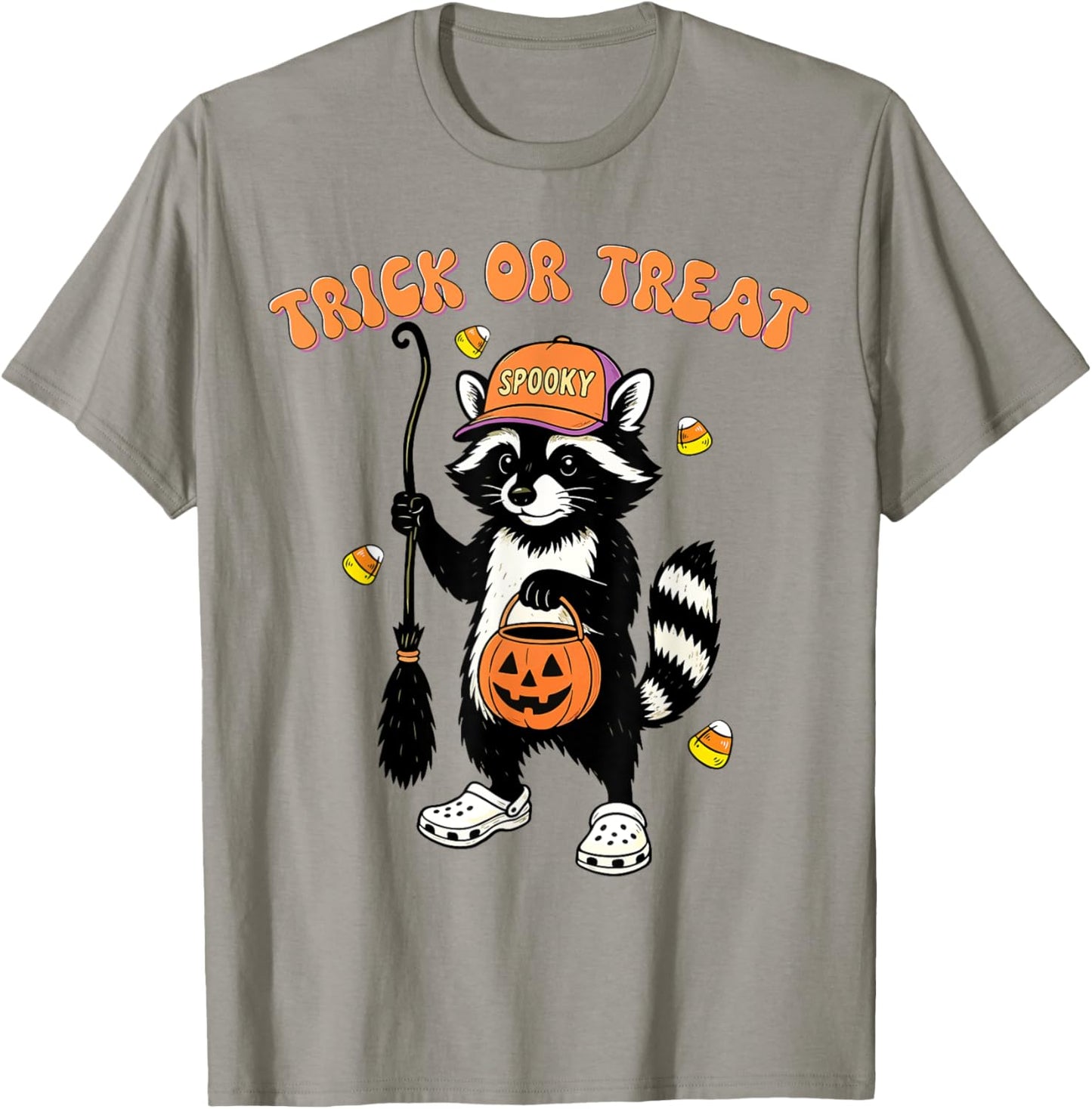 Feral Trick or Treat Funny Halloween Raccoon Spooky Season T-Shirt