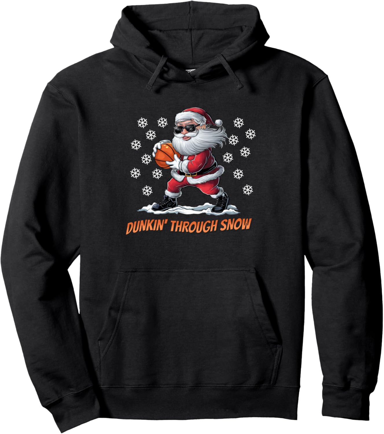 Dunkin Through Snow Basketball Christmas T-Shirt Pullover Hoodie