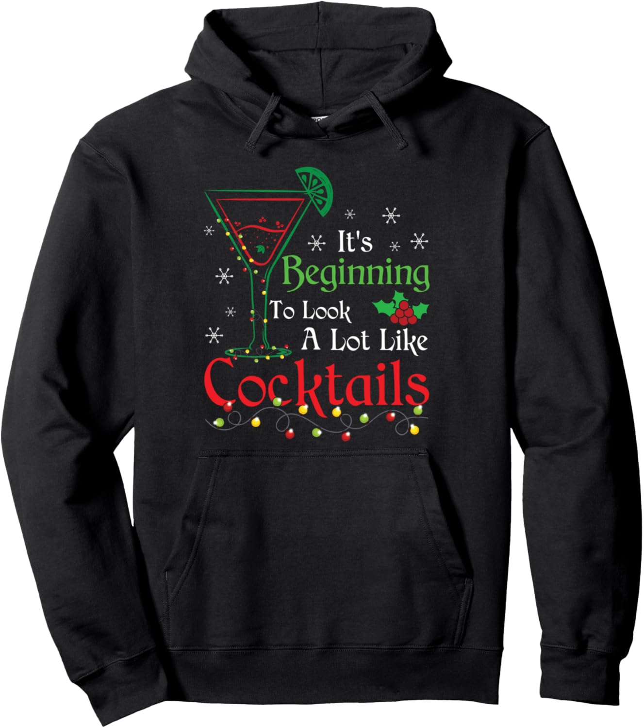 Drink Alcohol Cocktails Lover Christmas Santa Ugly Christmas Pullover Hoodie