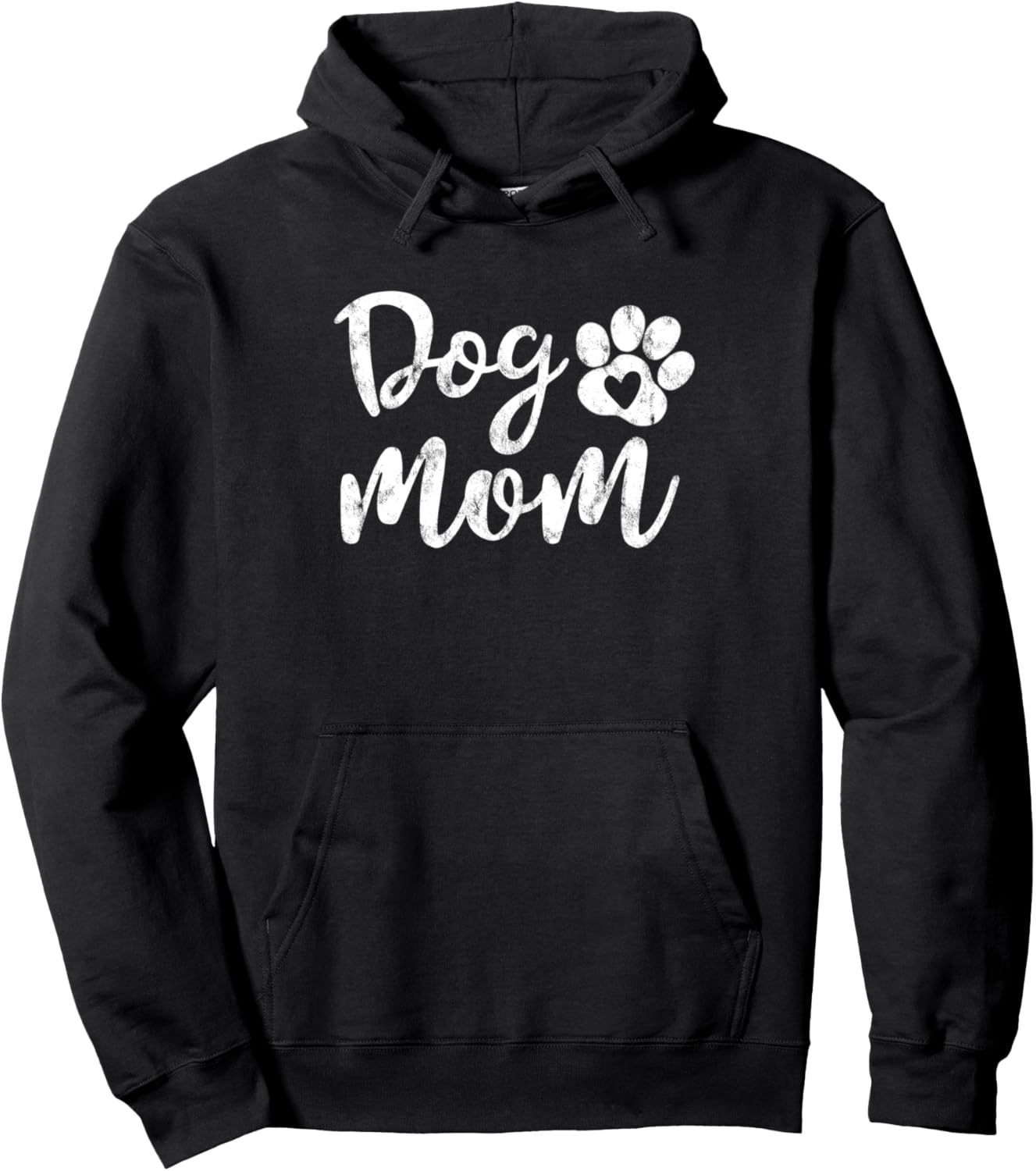 Dog Mom Distressed - Cute Paw Heart for Mom Life Mom Dog Pullover Hoodie