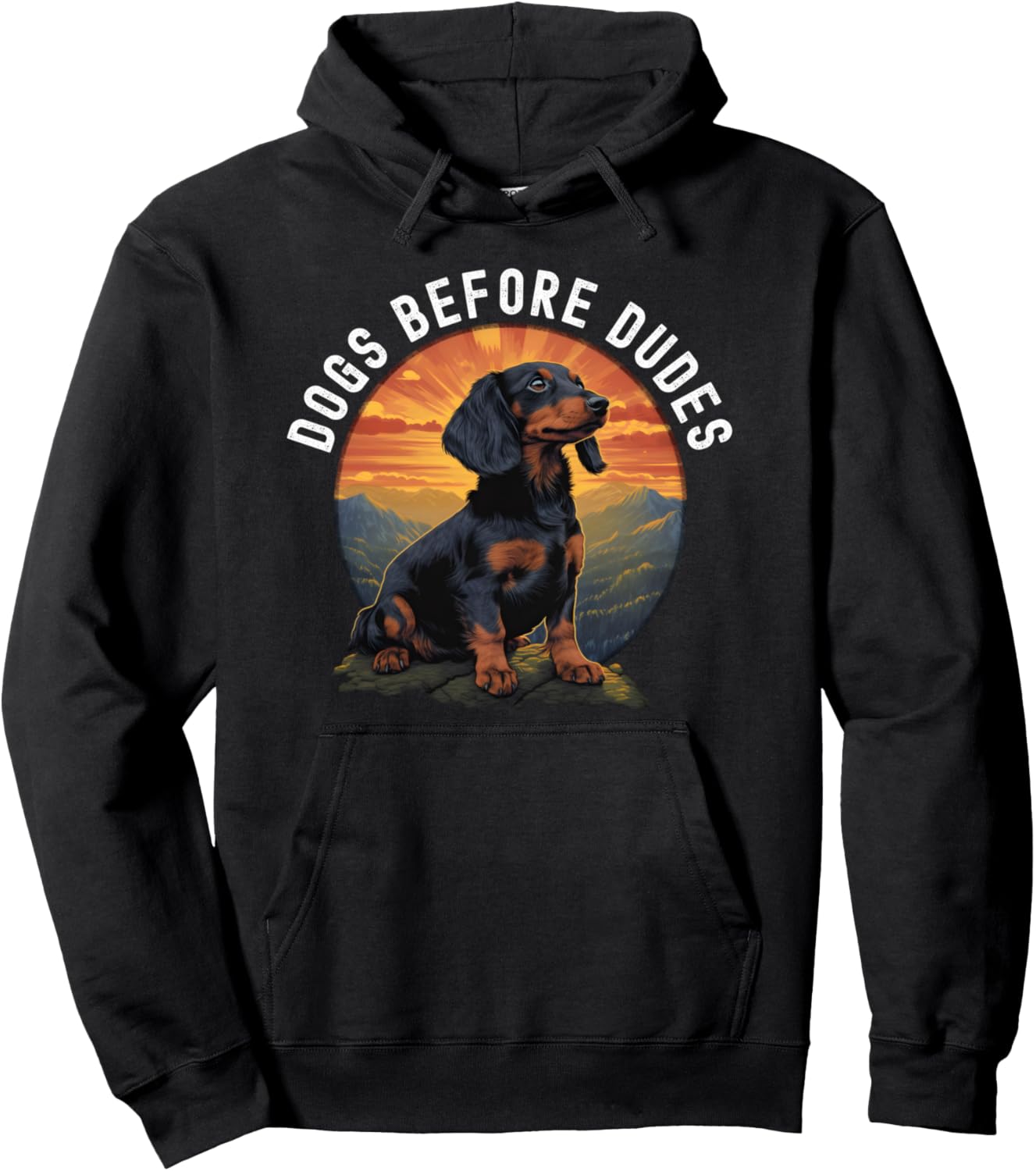 Dogs Before Dudes Dachshund pet lover retro vintage Pullover Hoodie