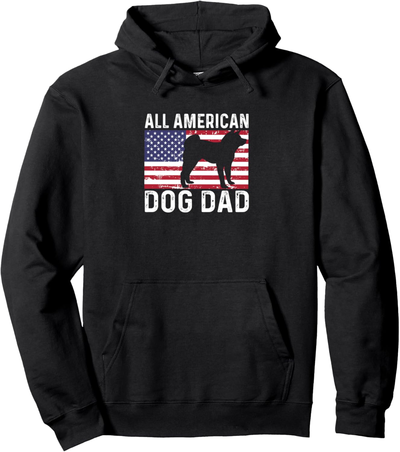Akita Distressed Patriotic All American USA Flag Dog Mom Dad Pullover Hoodie