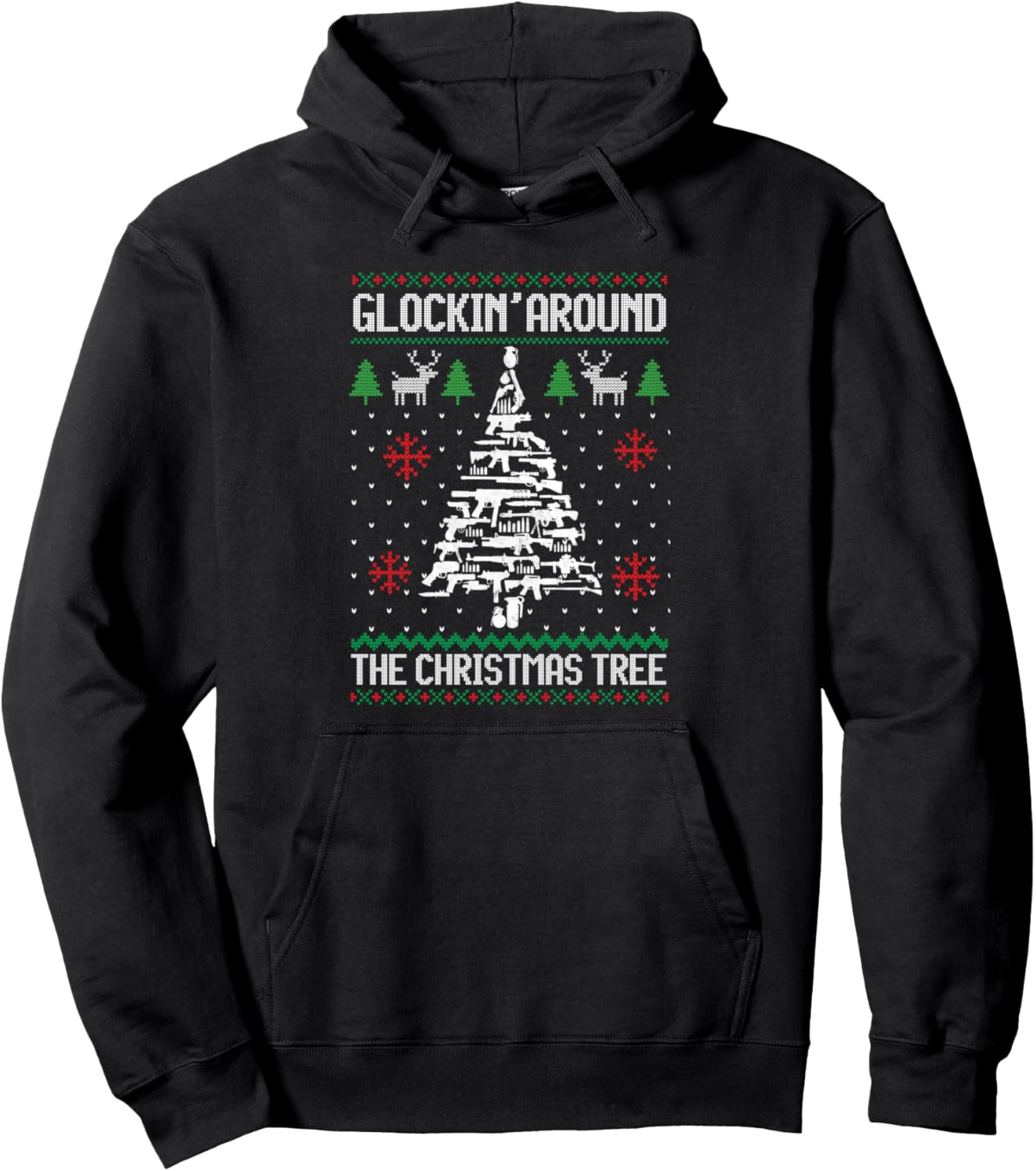 Funny Guns Ugly Christmas Sweaters for Gun Lovers Men Women Pullover Hoodie