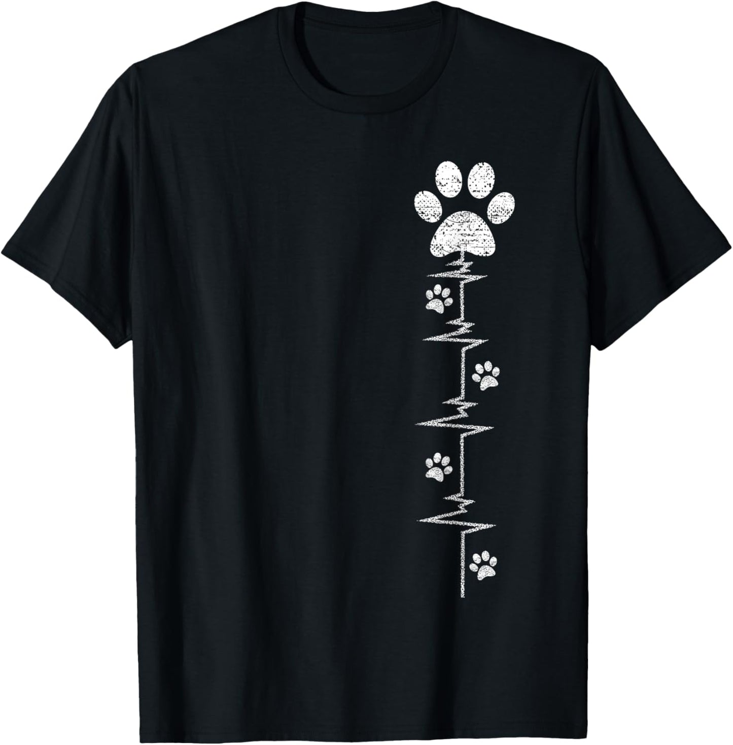 Dog Paw Print Heartbeat Shirt Women Girls Mom Love Dogs T-Shirt
