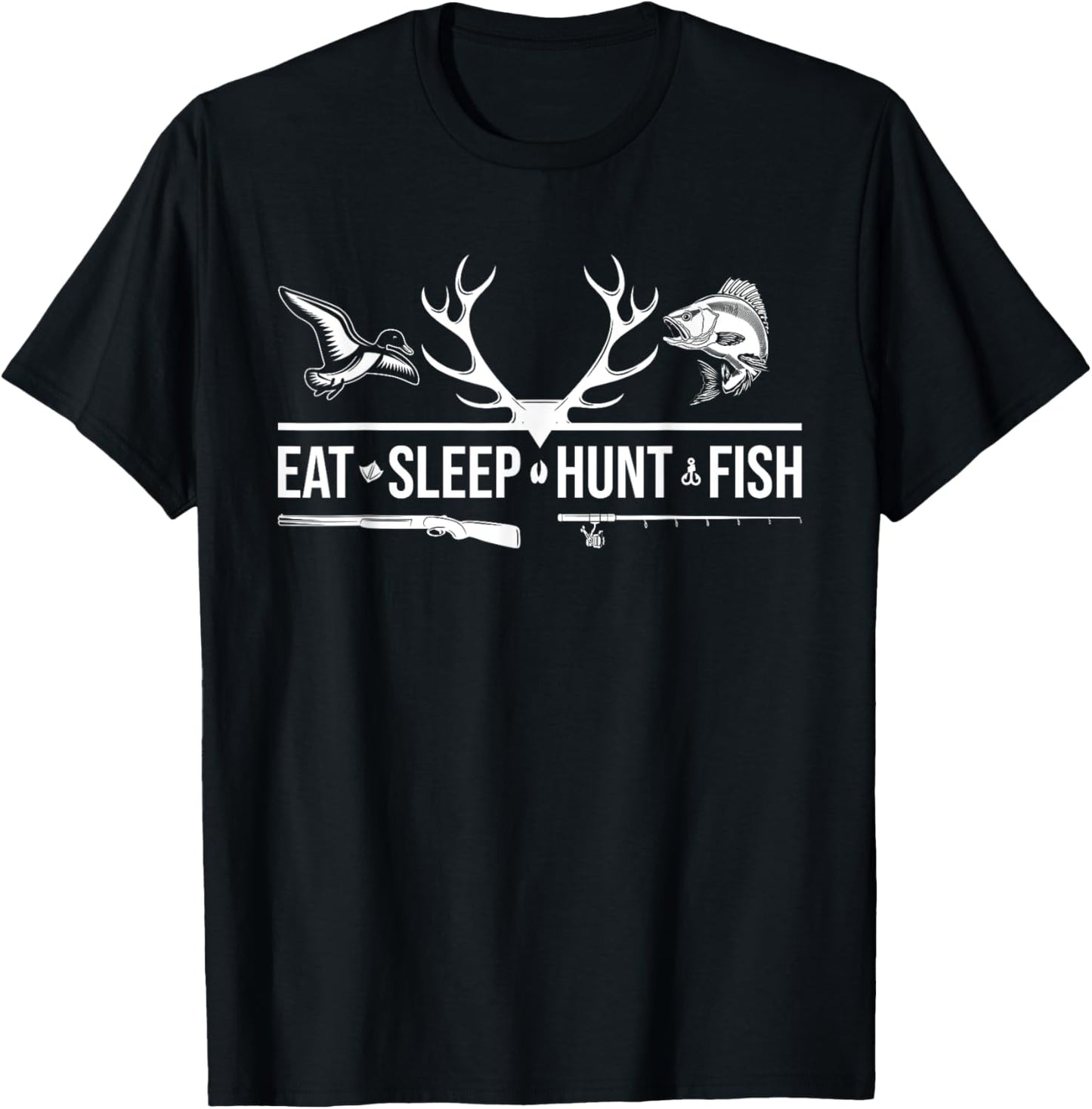 Eat Sleep Hunt Fish Funny Hunting Fishing Graphic T-Shirt