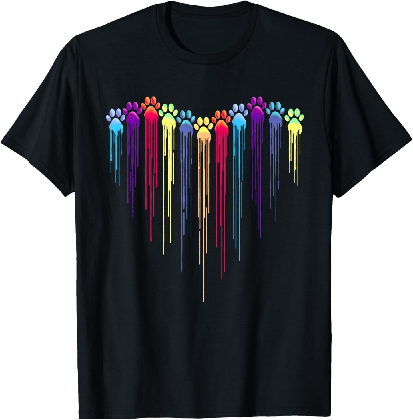 Dog Paws Heart Colorful Painting Heart Dogs Paw Fur Mom Dad Men Women Kids T-Shirt