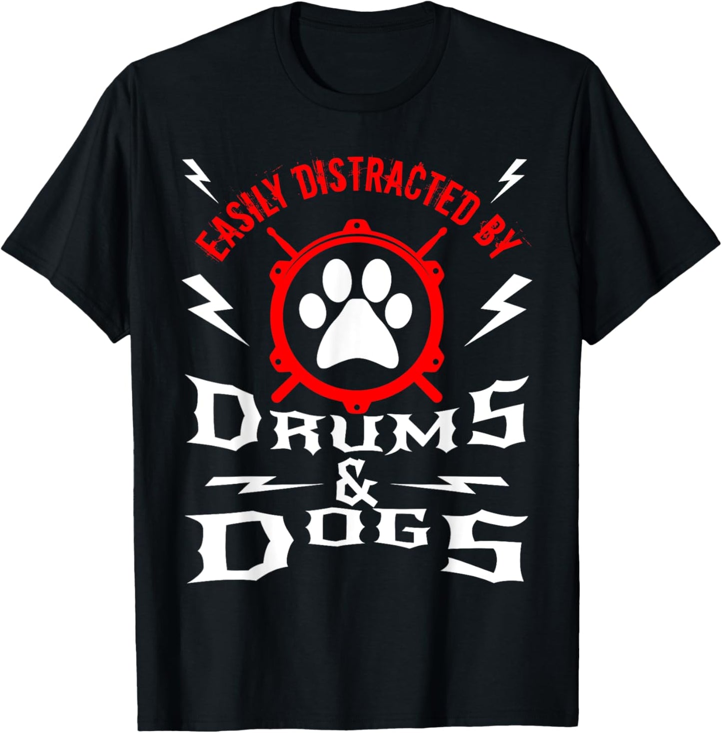 Drummer Drums And Dog Owner Percussion Dad Funny Men Women Girls Kids T-Shirt