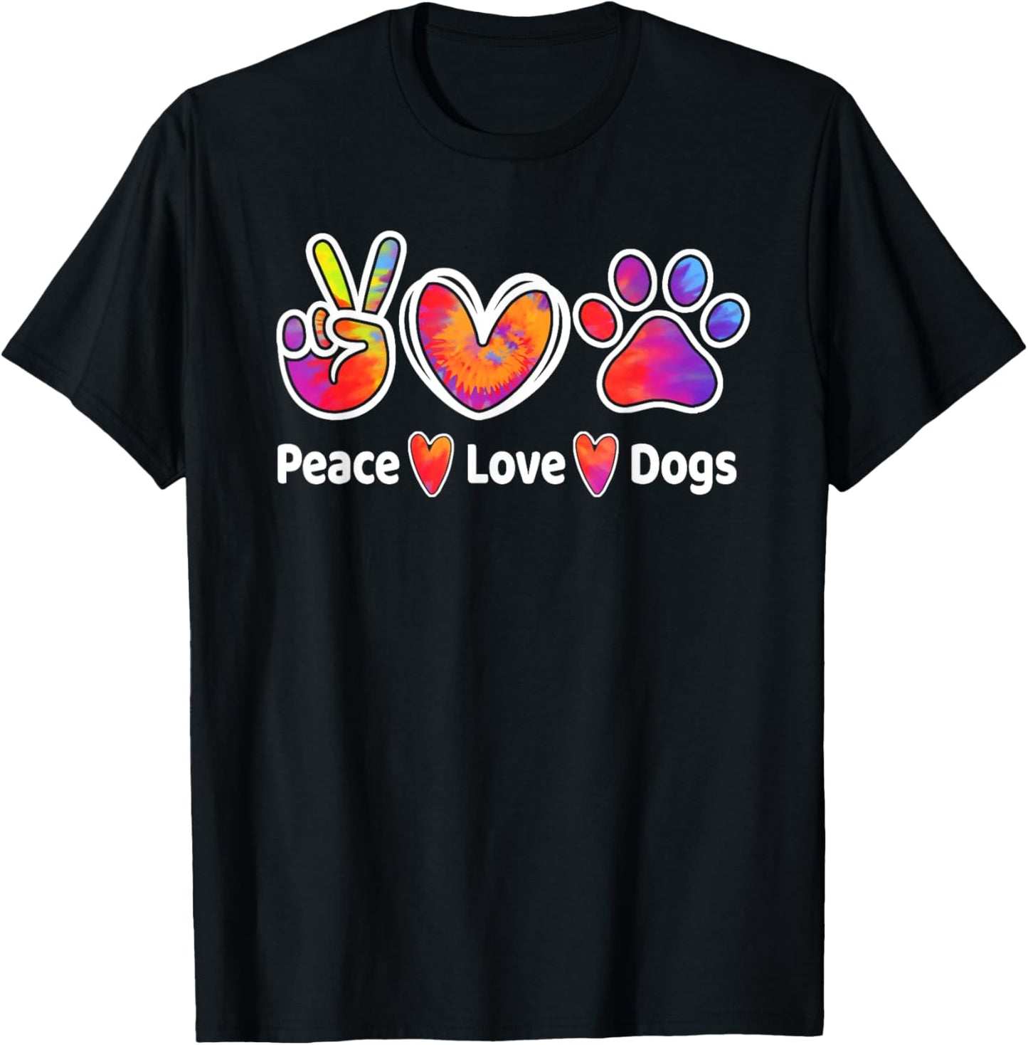 Dog Lover Peace Love Dogs Funny Cute Puppy Paw Tie Dye Men Women Girls Kids T-Shirt