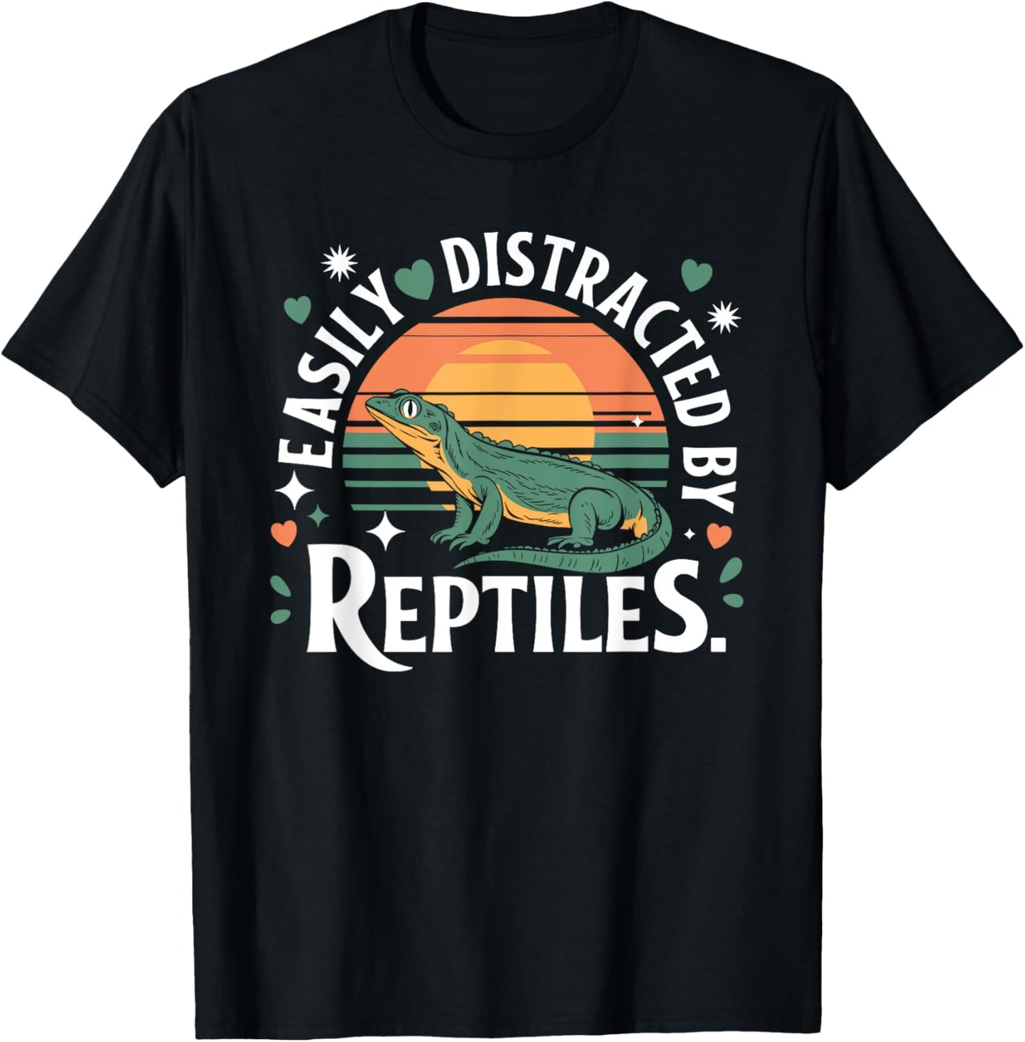 Easily Distracted by Reptiles Funny Lizard Reptile Pet Lover T-Shirt