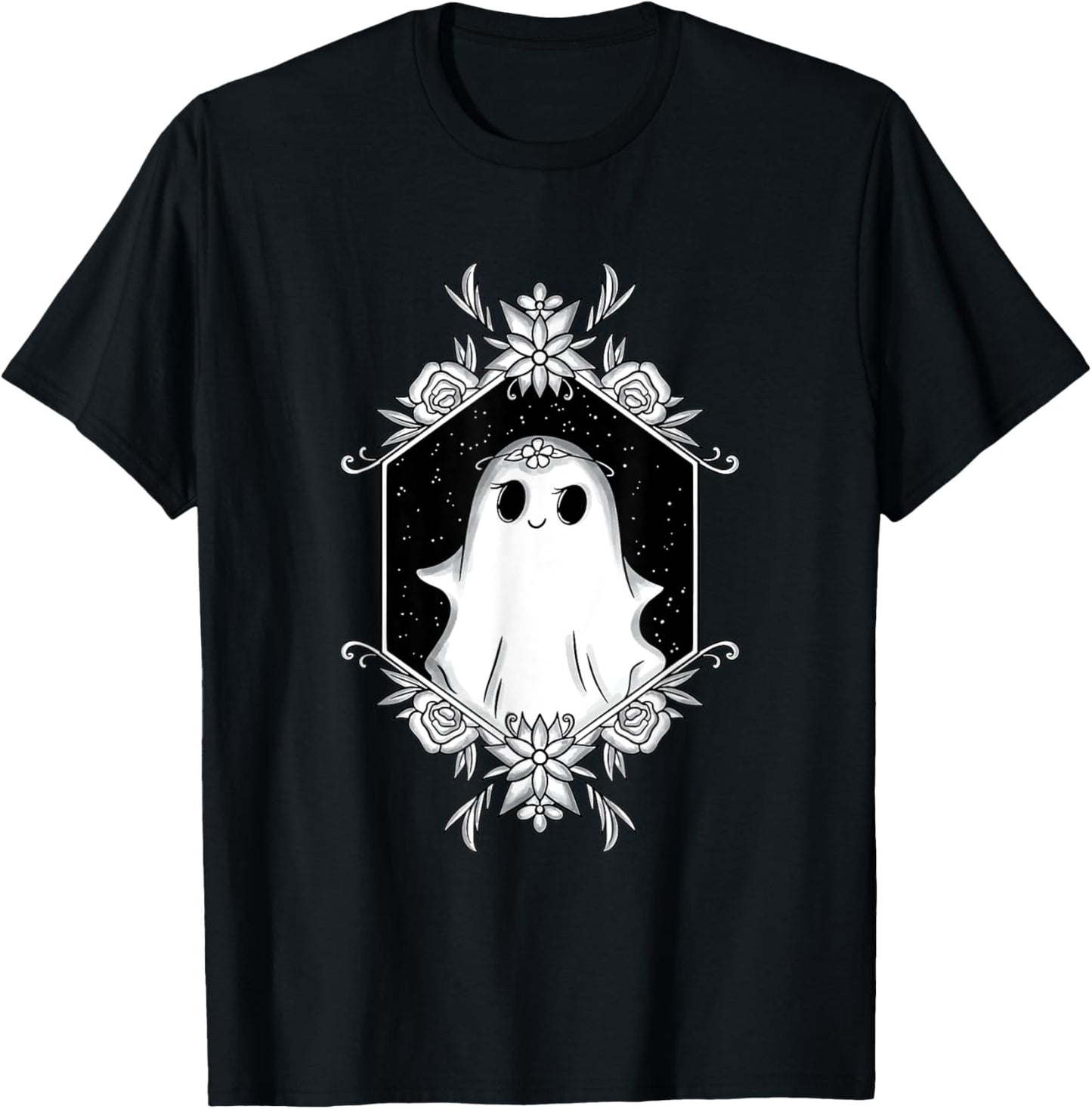 Floral Ghost Princess Spooky Season Halloween T-Shirt