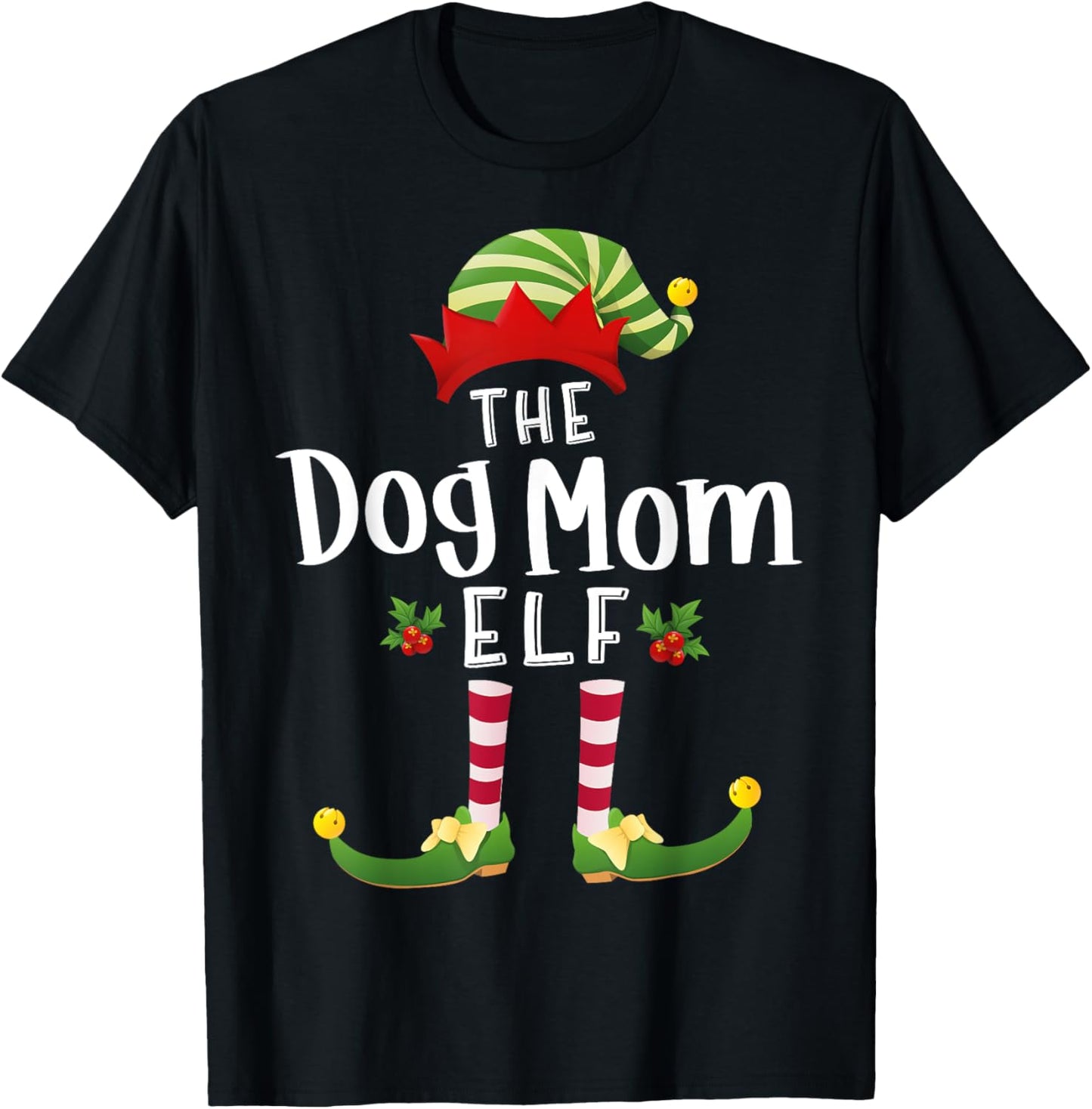 Dog Mom Christmas Elf Matching Pajama X-Mas Party T-Shirt