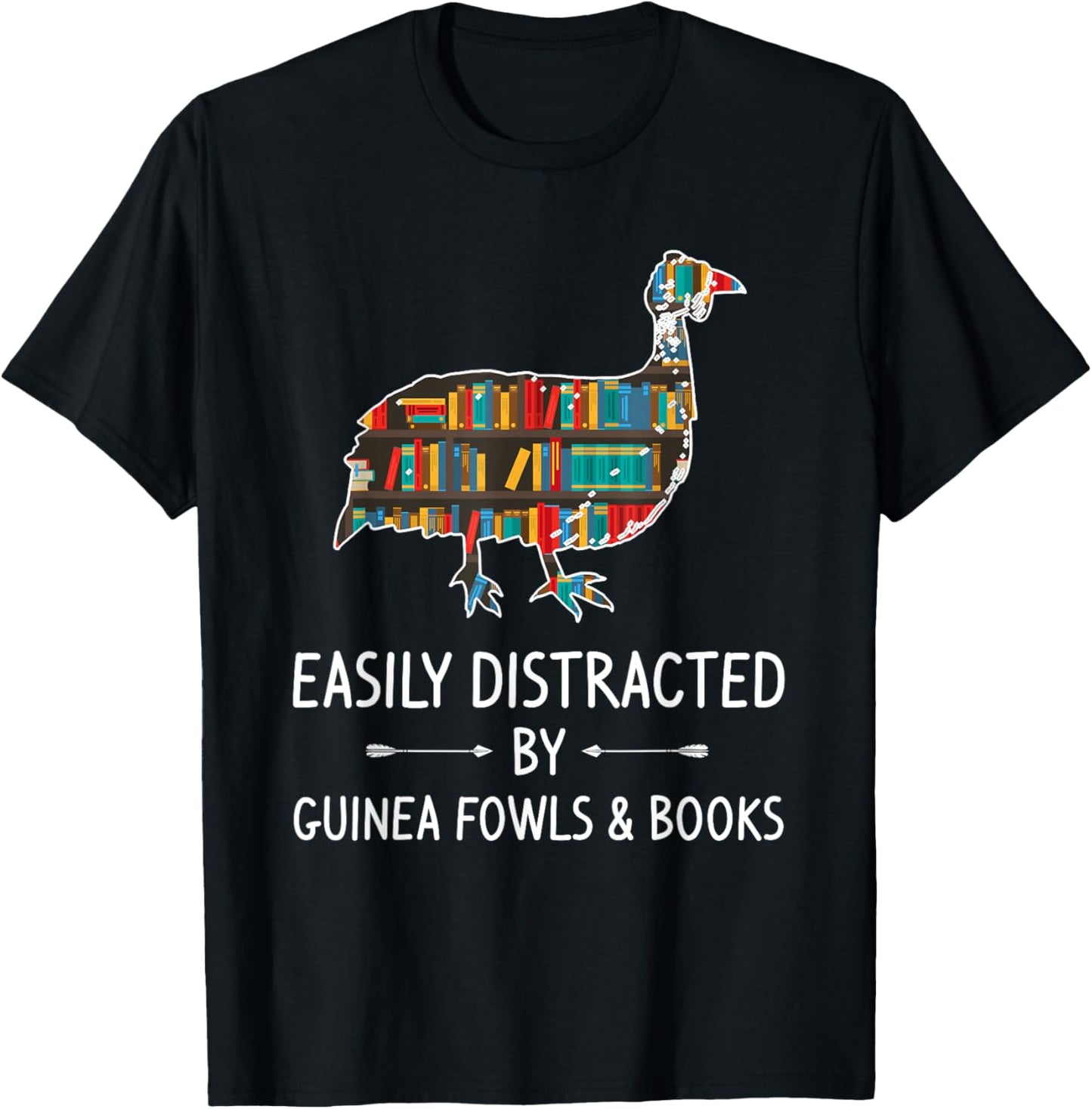Easily Distracted By Guinea Fowls & Books Lover Gift Bird T-Shirt