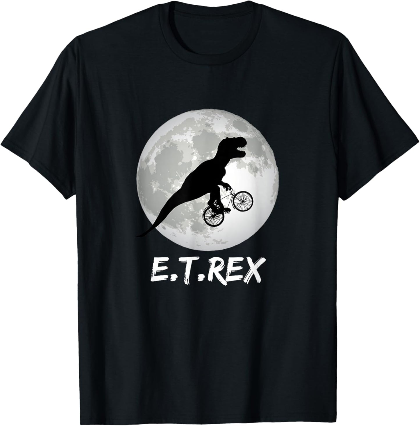 E.T. Rex Funny Dinosaur Shirt T-Rex on Bike over the Moon T-Shirt