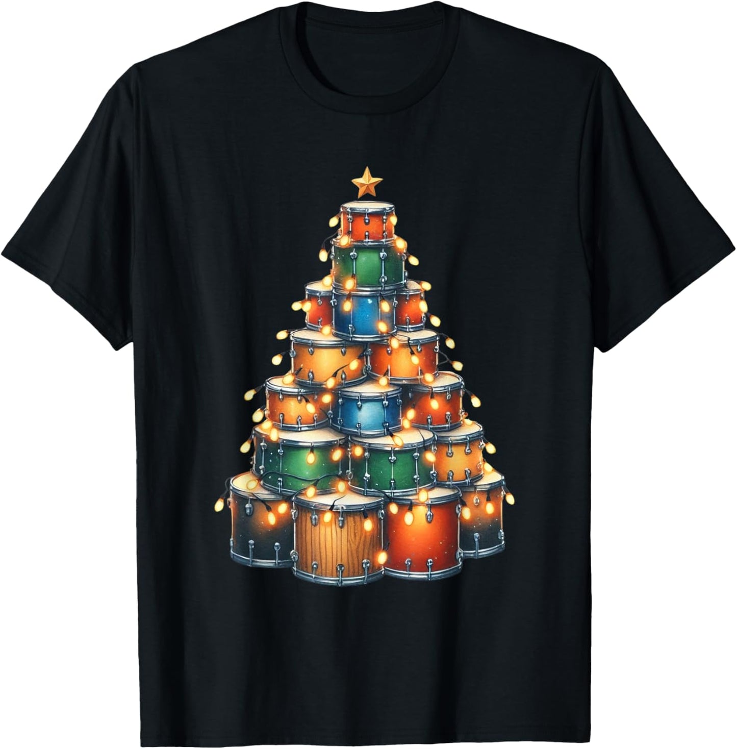 Drumms Xmas Christmas Tree Drummer T-Shirt