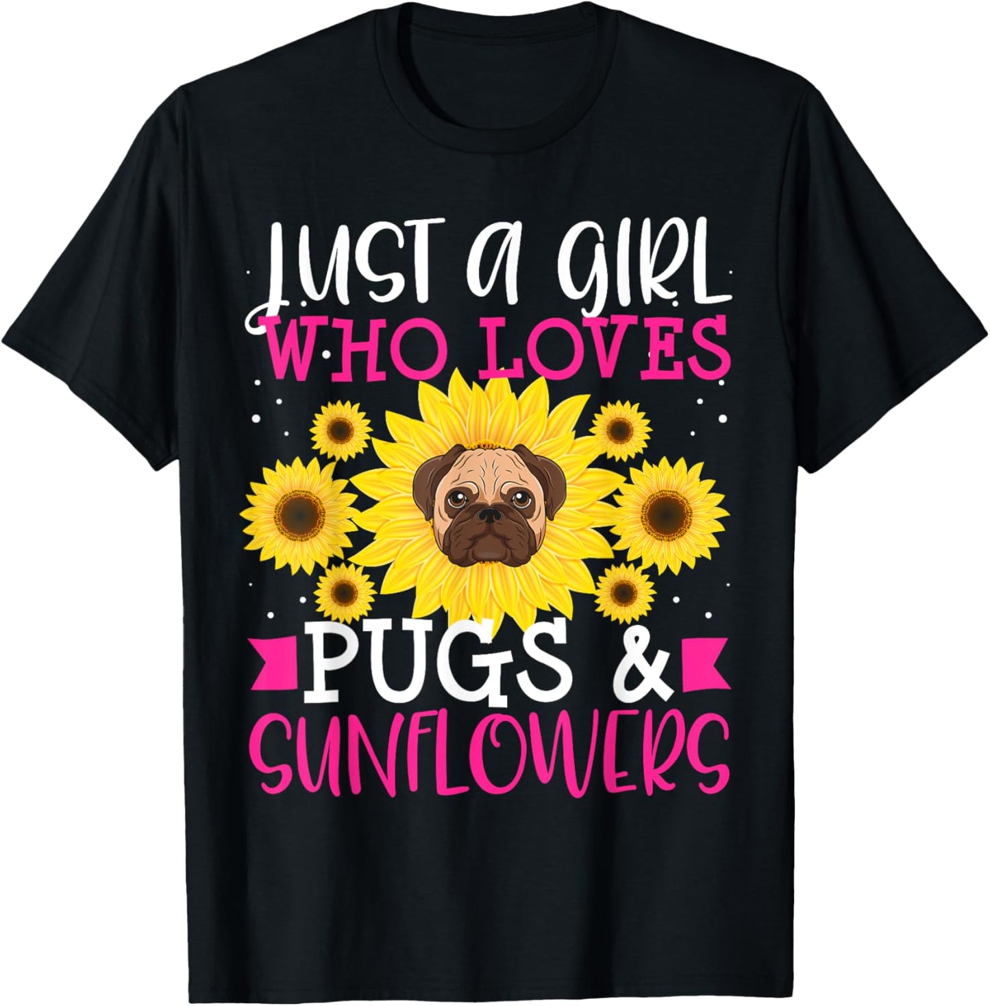 Dog Pug Mom Owner Sunflower T-Shirt for Men Women