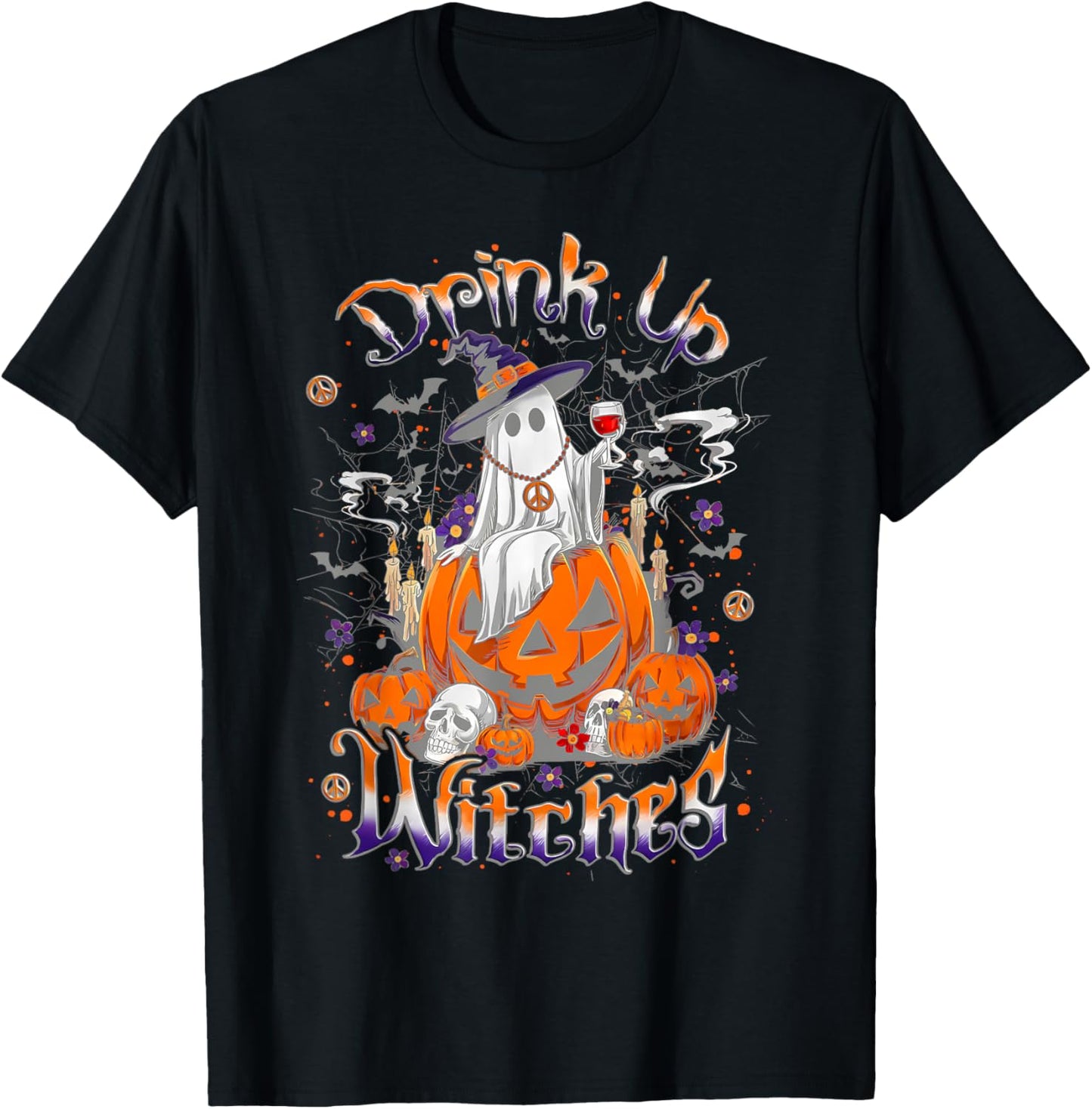 Drink Up Witches Boo Ghost Pumpkin Halloween Spooky Season T-Shirt