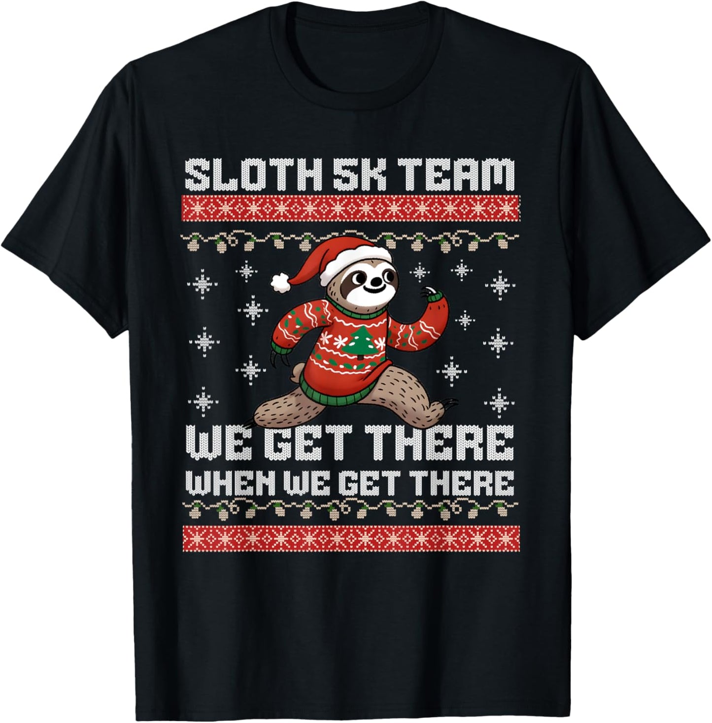 Funny Sloth Christmas 5k Running Team Squad X-Mas Fun Run T-Shirt