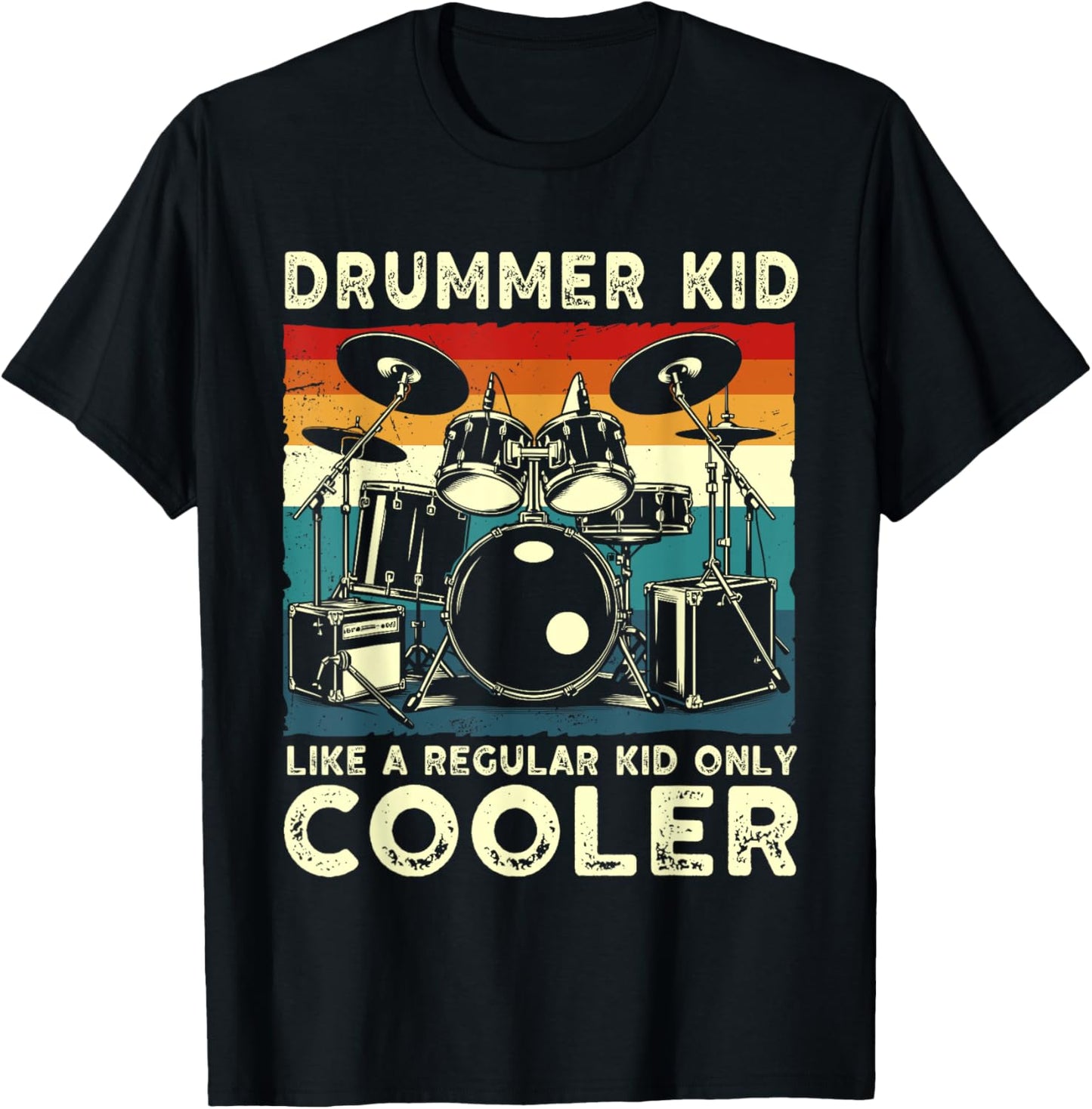 Drummer kid drum set drummer drumming art for Boys Girls Kid T-Shirt