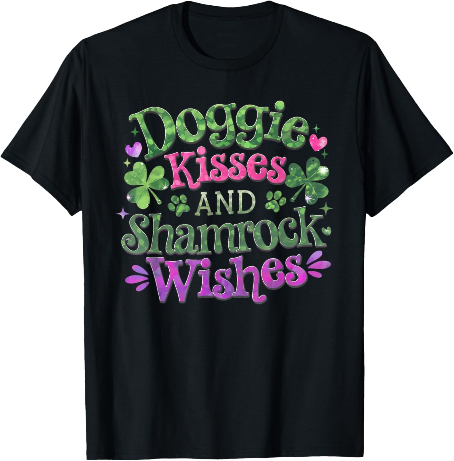 Doggie Kisses And Shamrock Wishes Dog Mom St. Patrick’s Day T-Shirt for Men Women