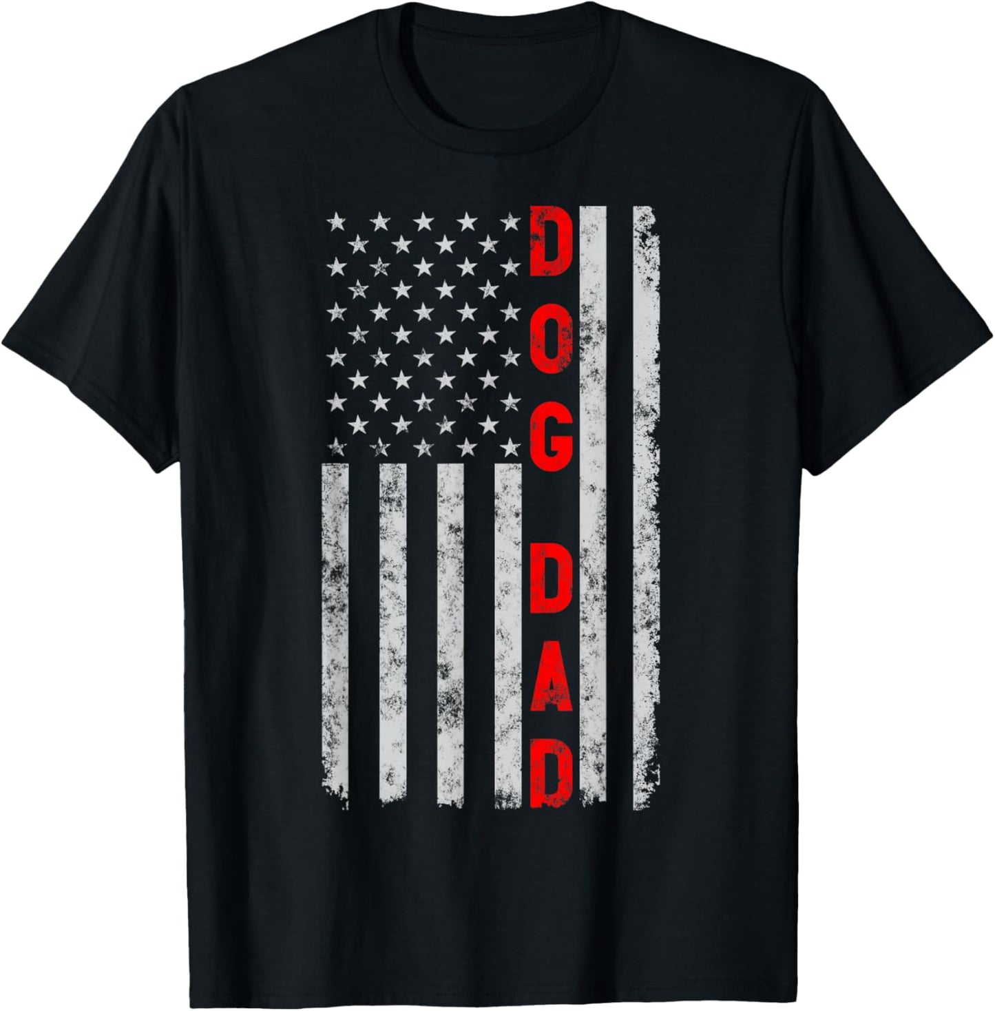 Dog Dad Fathers Day Vintage Patriotic American Flag T-Shirt