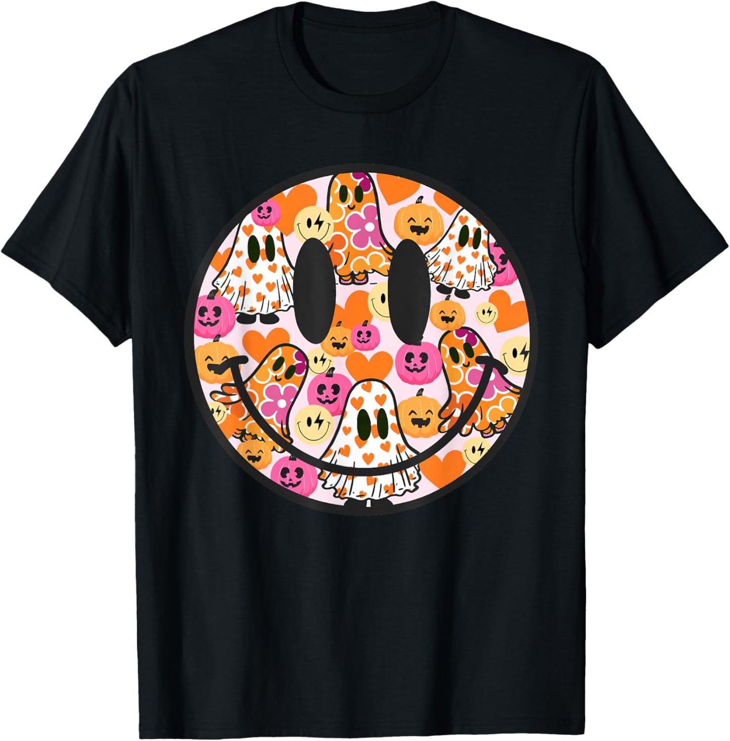 Fall Vibe Happy Face Sublimation Boo Ghost Spooky Season T-Shirt
