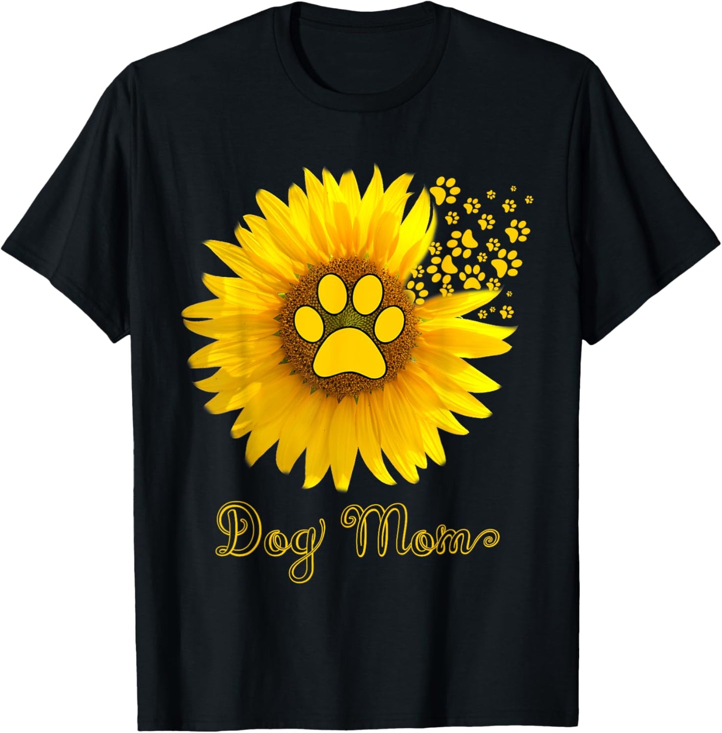 Dog Mom Sunflower Paw Print T-Shirt