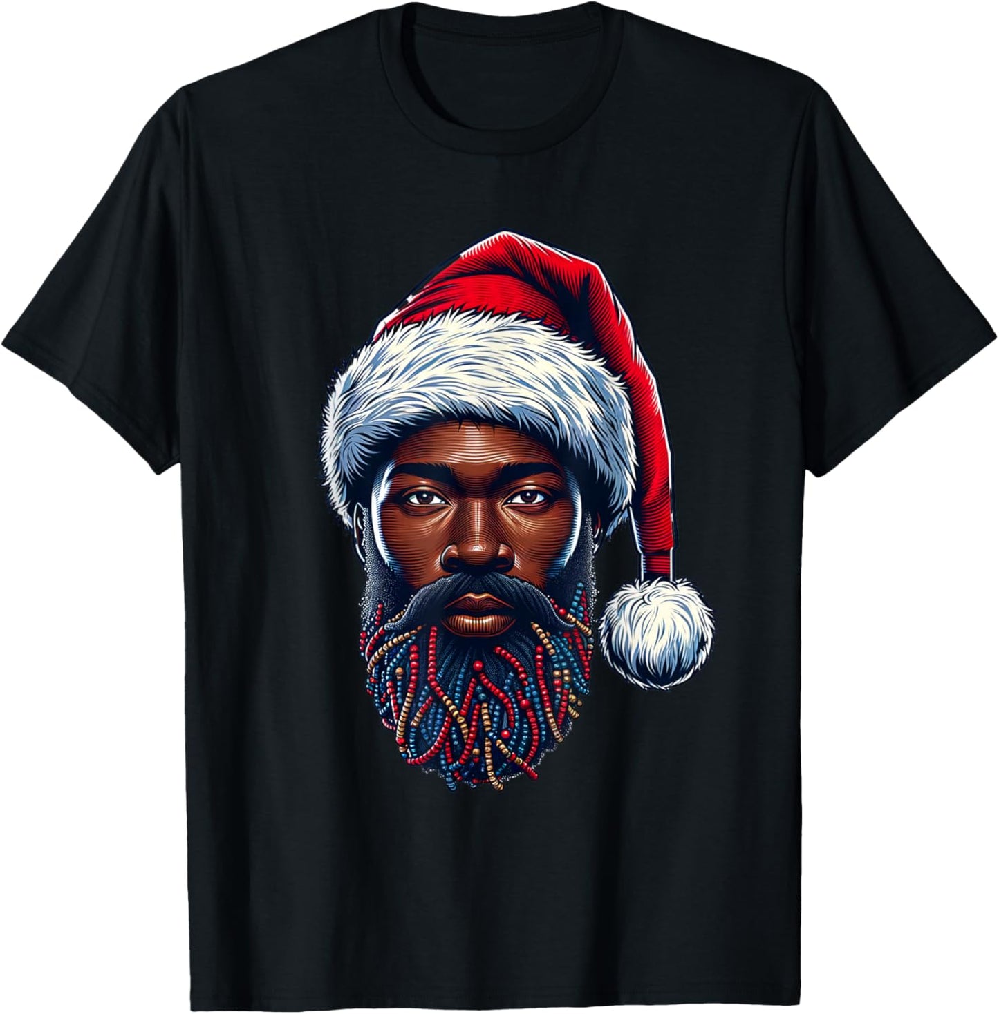 African American Christmas Pajama Xmas Afro Santa Claus PJ T-Shirt