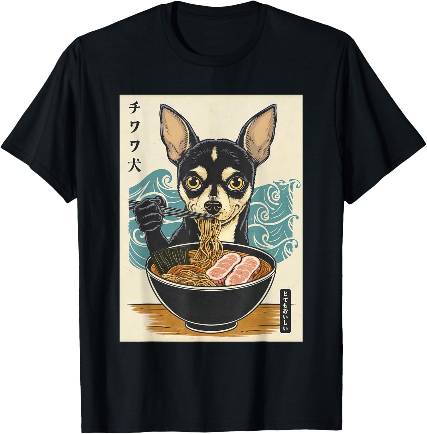 Dog Ramen Japanese Anime Cute Kawaii Chihuahua Eat Ramen T-Shirt