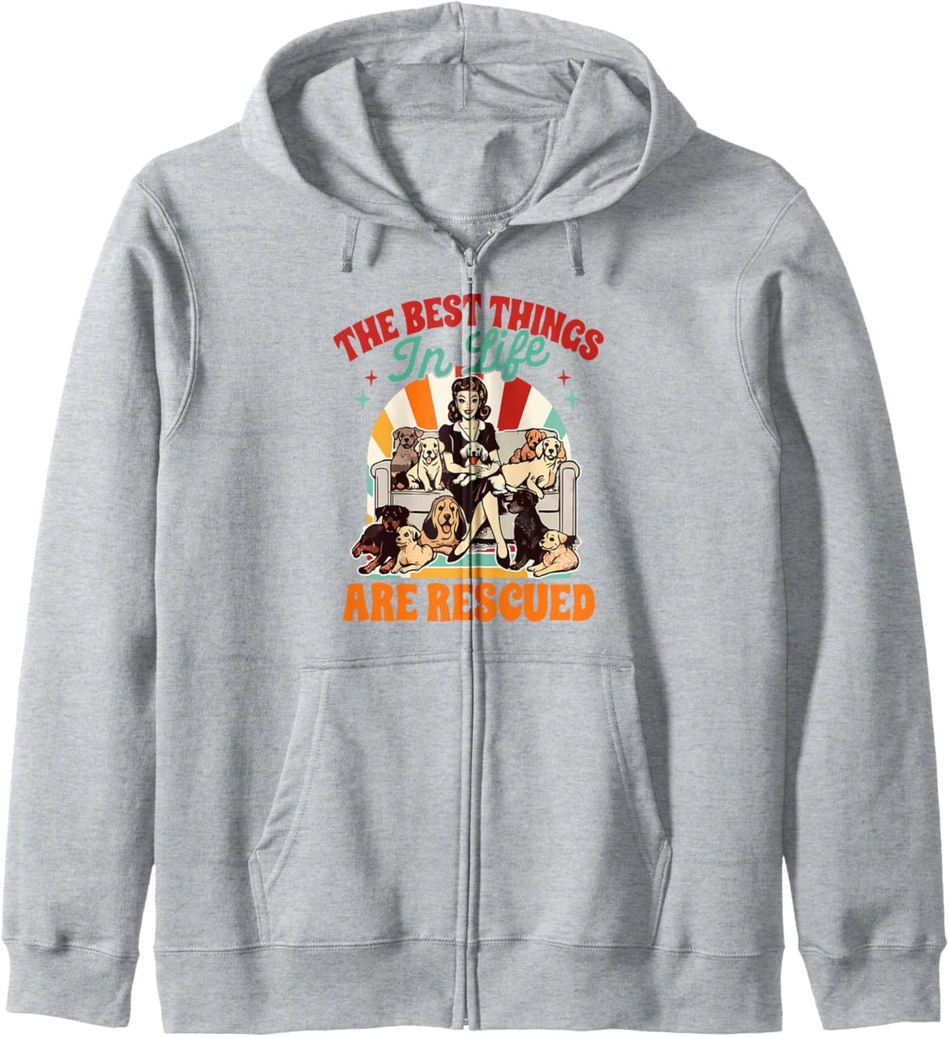 Dog Rescue Dog Lover The Best Things In Life Are Rescued Zip Hoodie