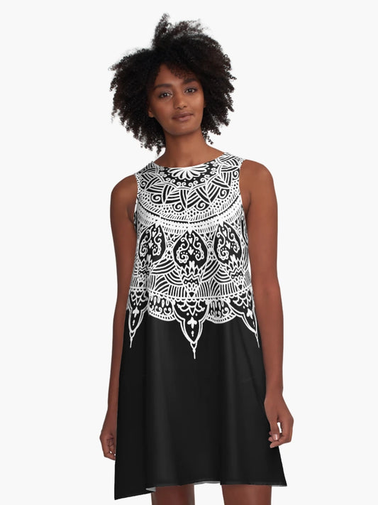 Ethnic Mandala Black and White Bohemian