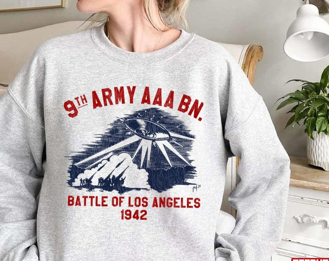 1942 Battle Of Los Angeles 9th Army Aaa Bn Unisex Sweatshirt