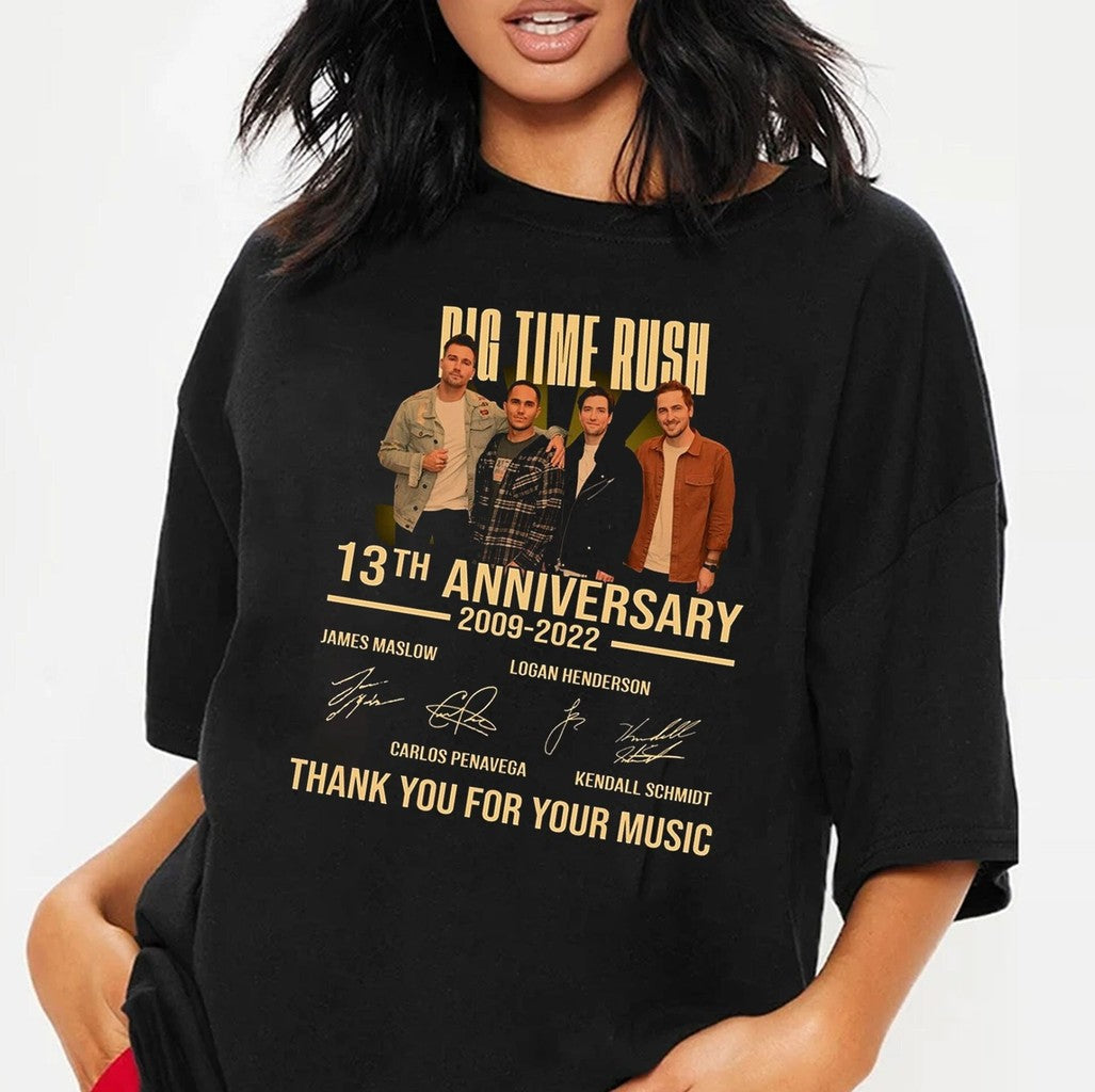 13th Anniversary Big Time Rush 2009 - 2022 Pop Band Thank You For Your Music Unisex T-Shirt