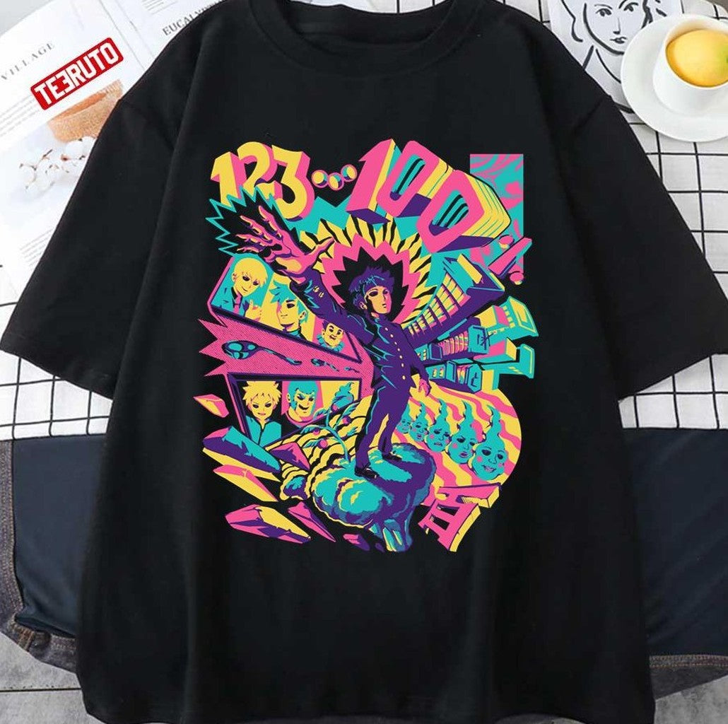 1 2 3 Psychedelic 100 Anime Coloful Fanart Unisex T-shirt