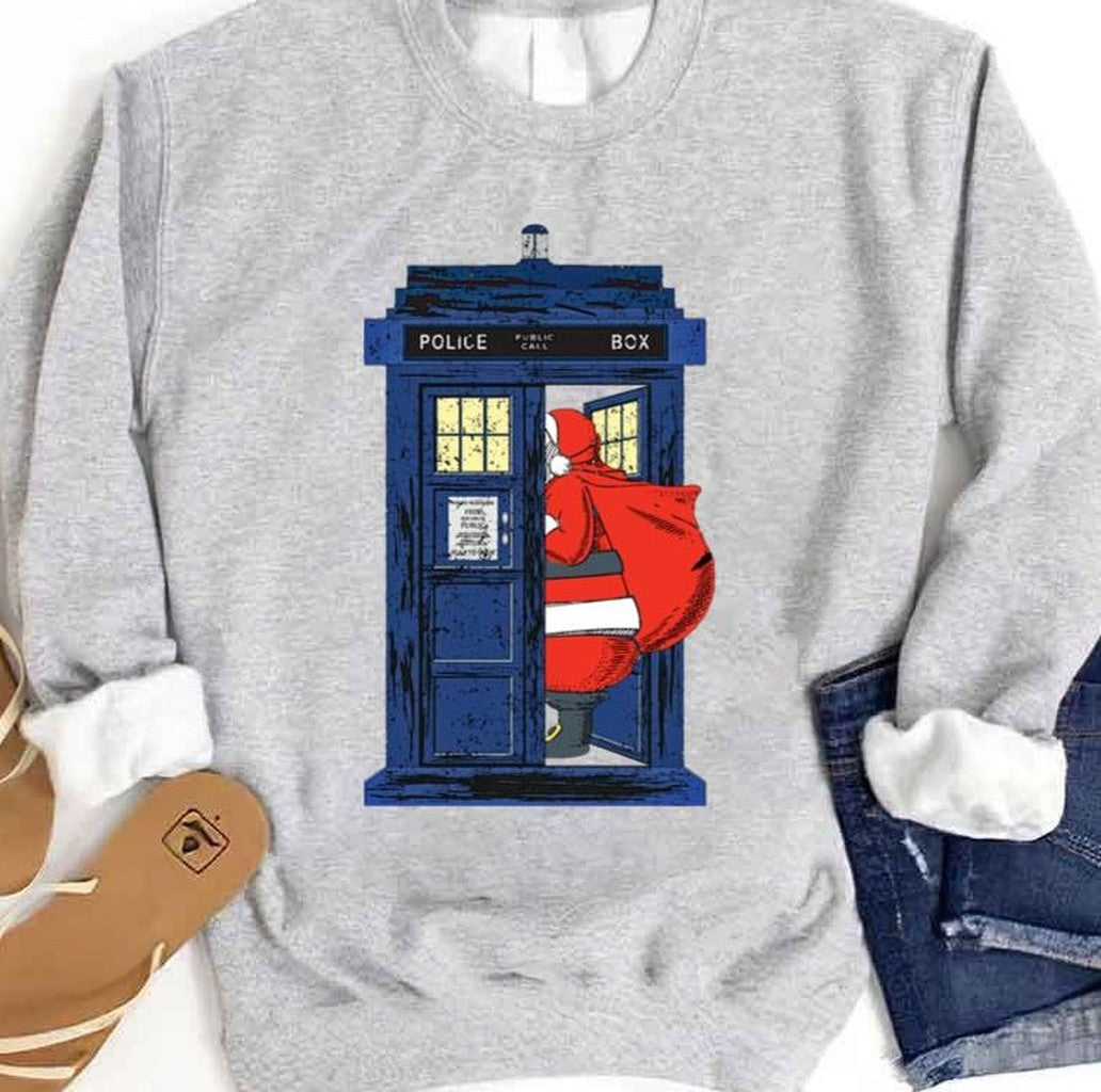 1822 Nicholas Visit The Blue Police Box 1 Christmas Sweatshirt