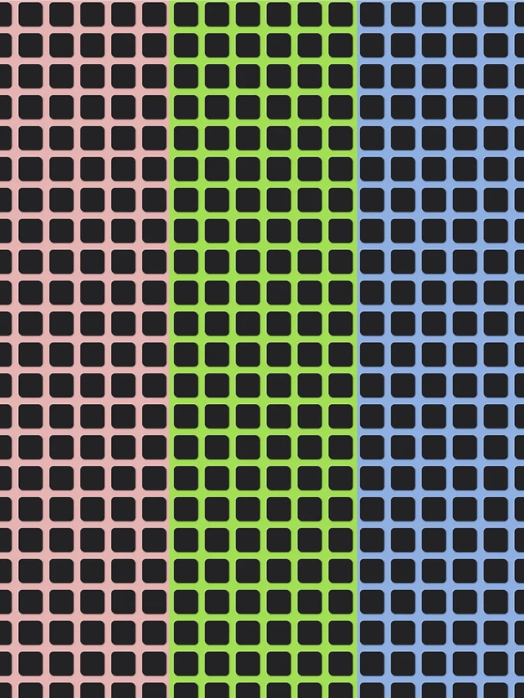 3d Square Pattern on Pale Chestnut, Inchworm, Light Cobalt Blue Colors