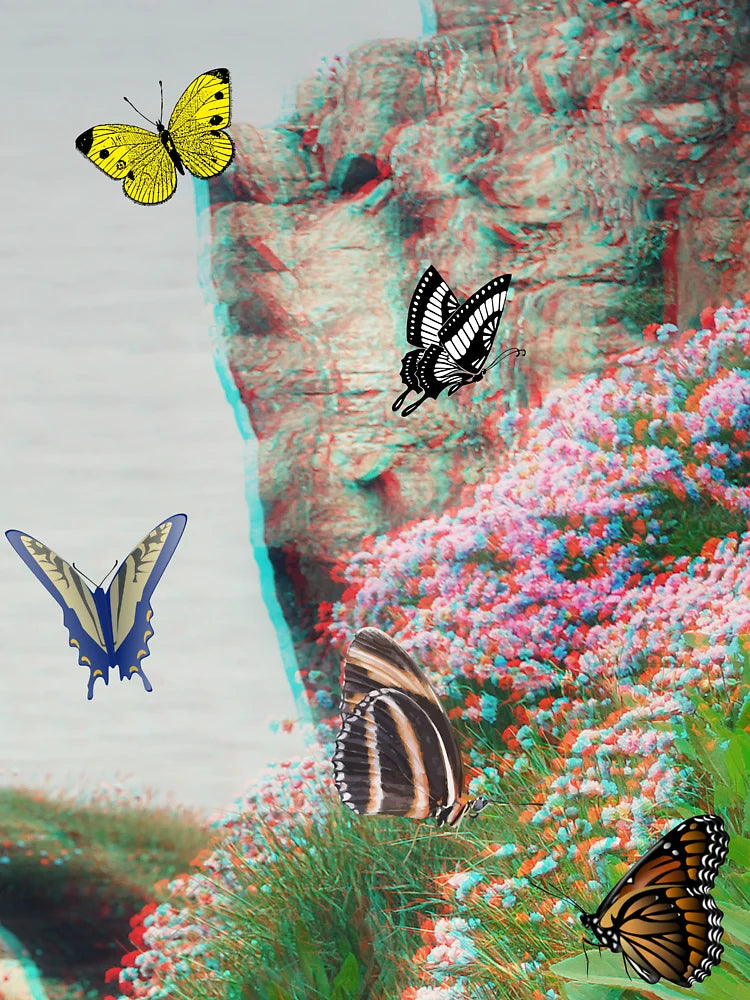 3d butterfly on the cliff