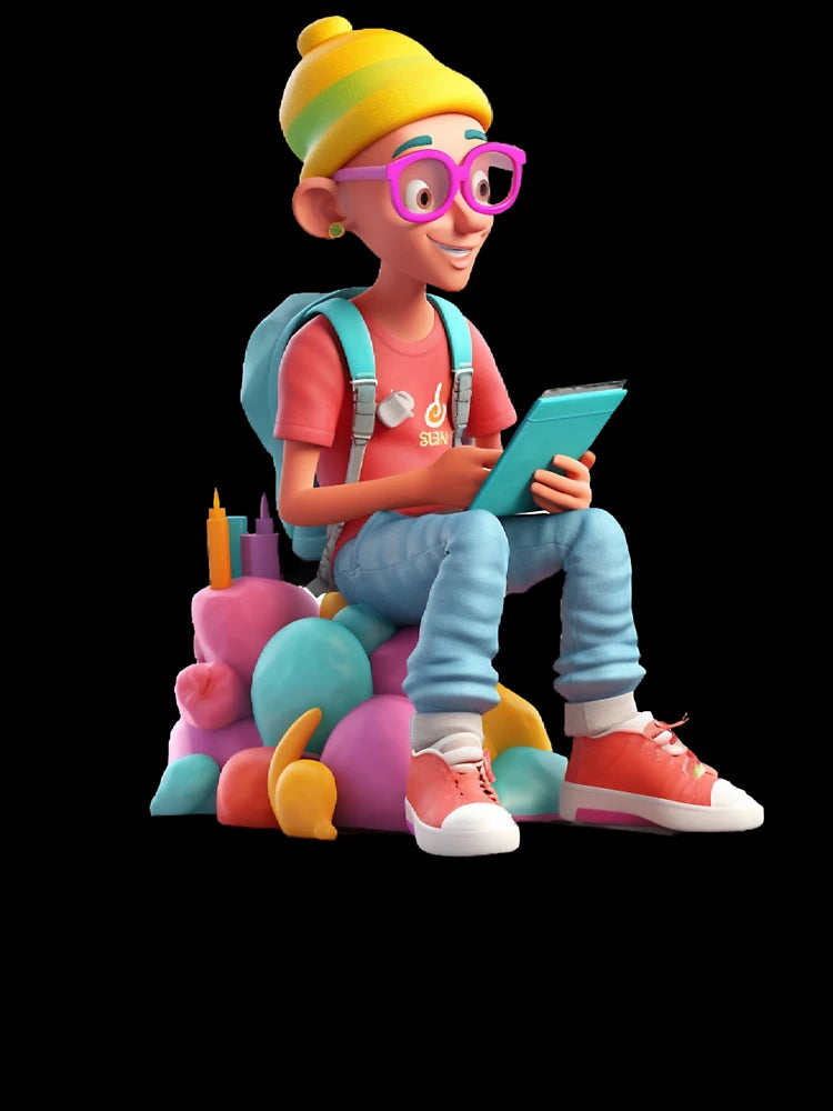 3D character in Notion style, with a casual look